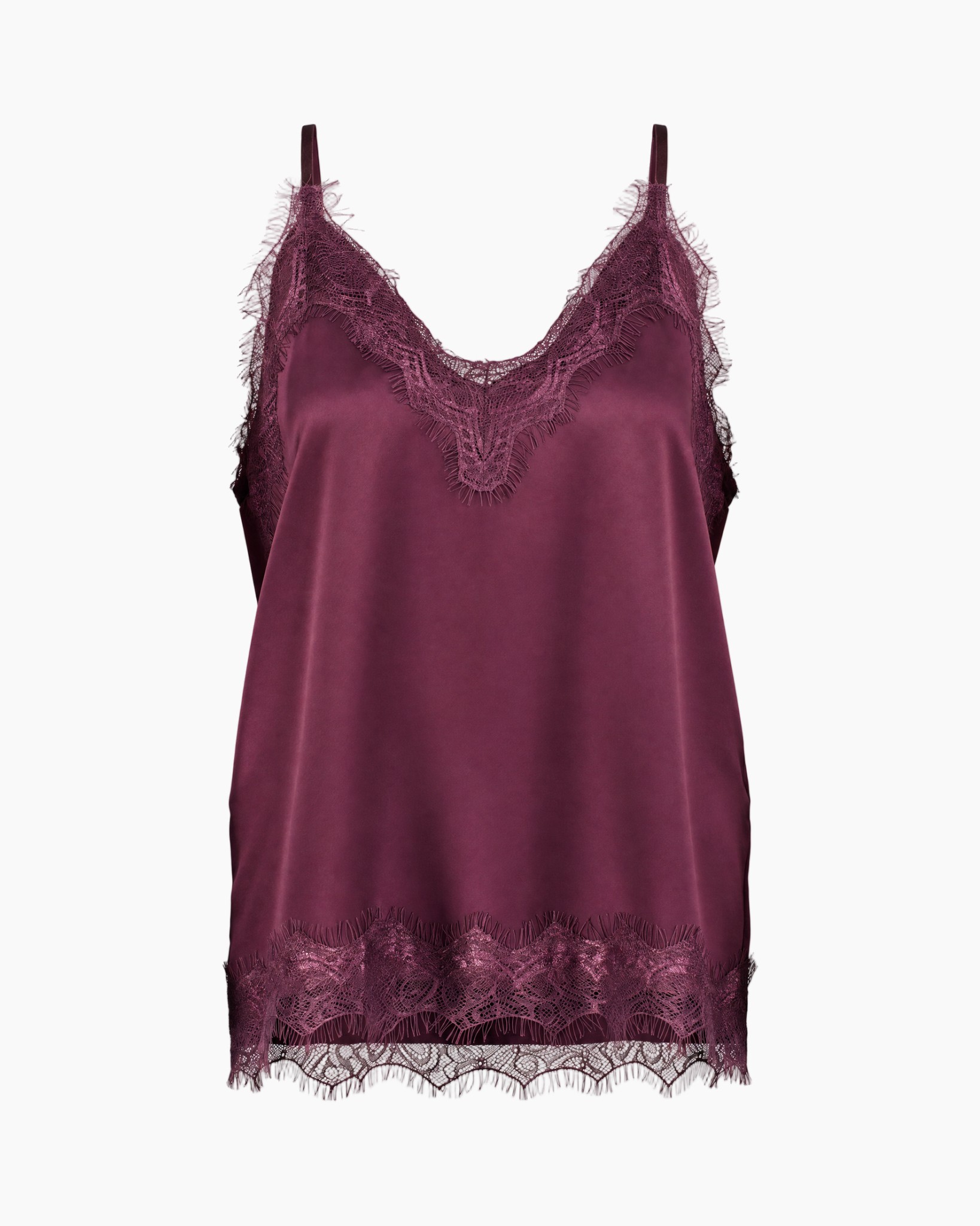 zacht satijn, camisole, kant, slip, paars