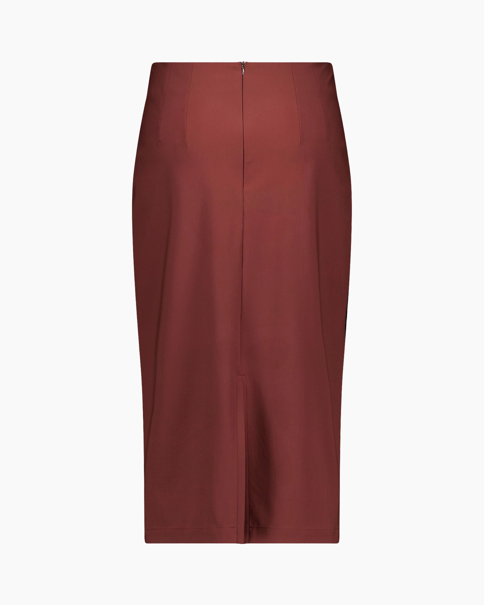 rok, midi, eengekleurig, bruin, hoog taille