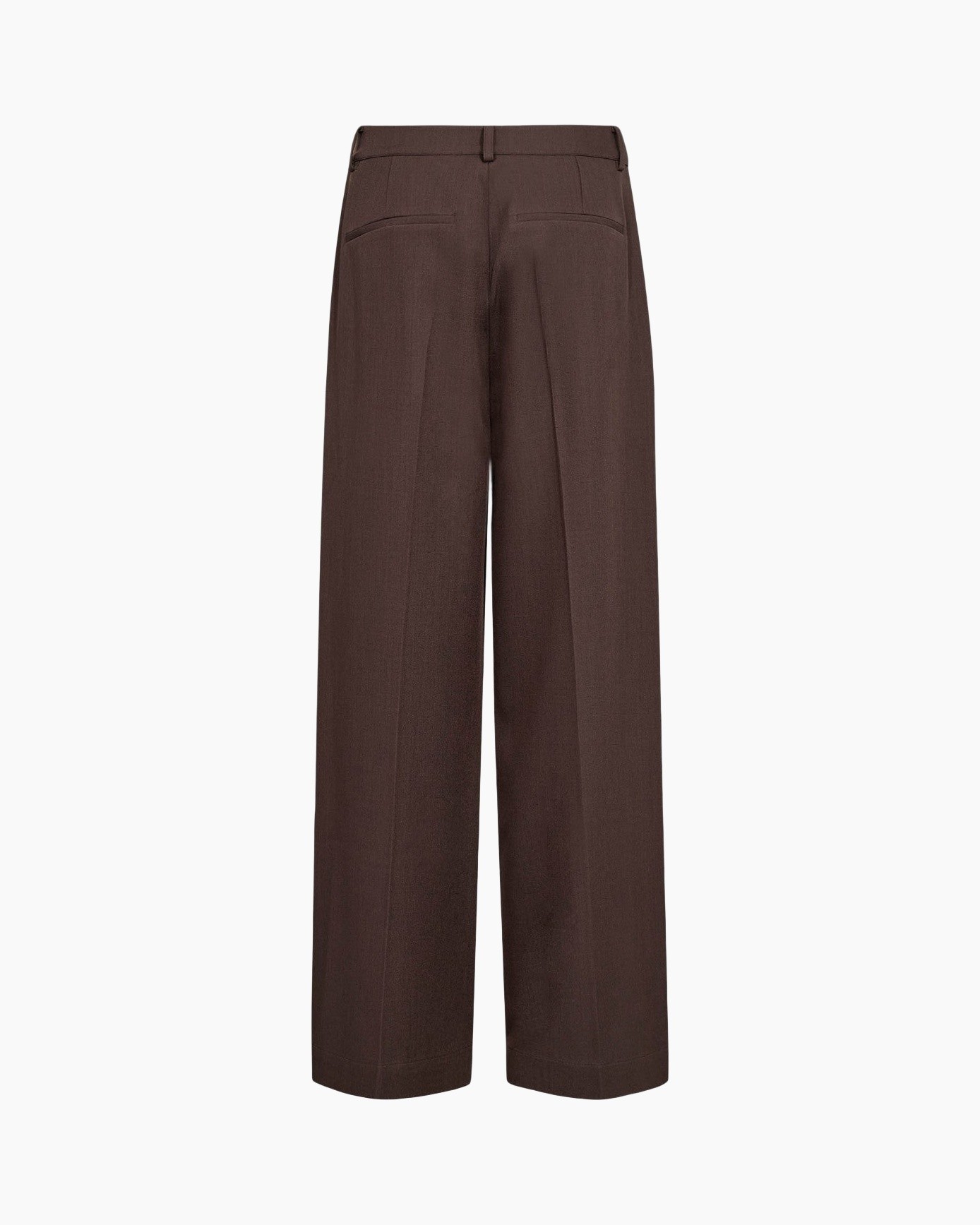 broek, pantalon, bruin, wijdbreed, voorzijde-vouw