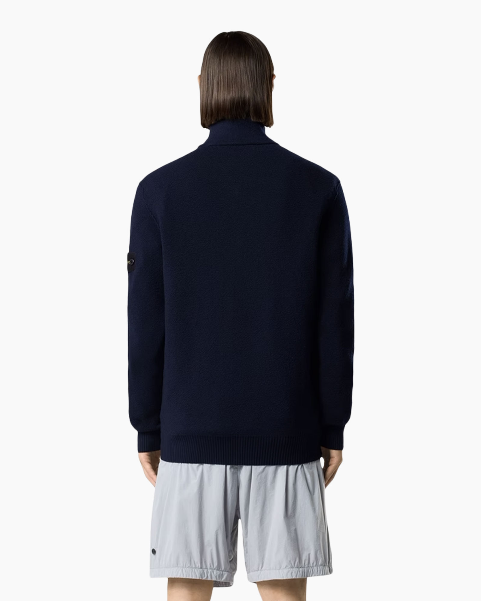 rits, nachtblauw cardigan, breid vest, lange mouwen, effen kleur