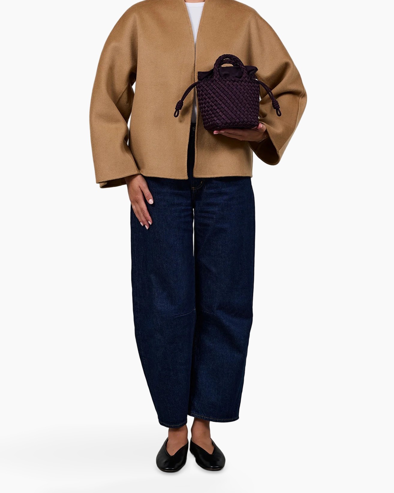 handtas, portemonnee, geweven tas, paars, mini tote