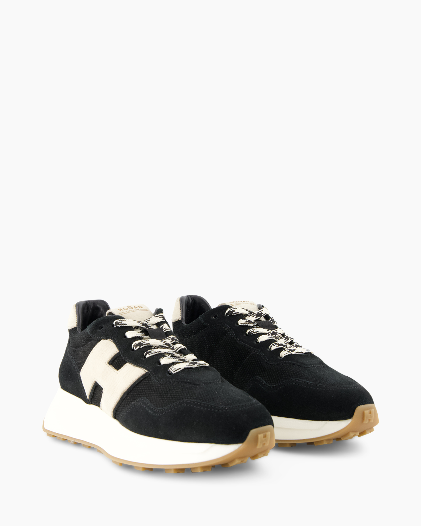 sneakers, zwart, sport, mesh, veters