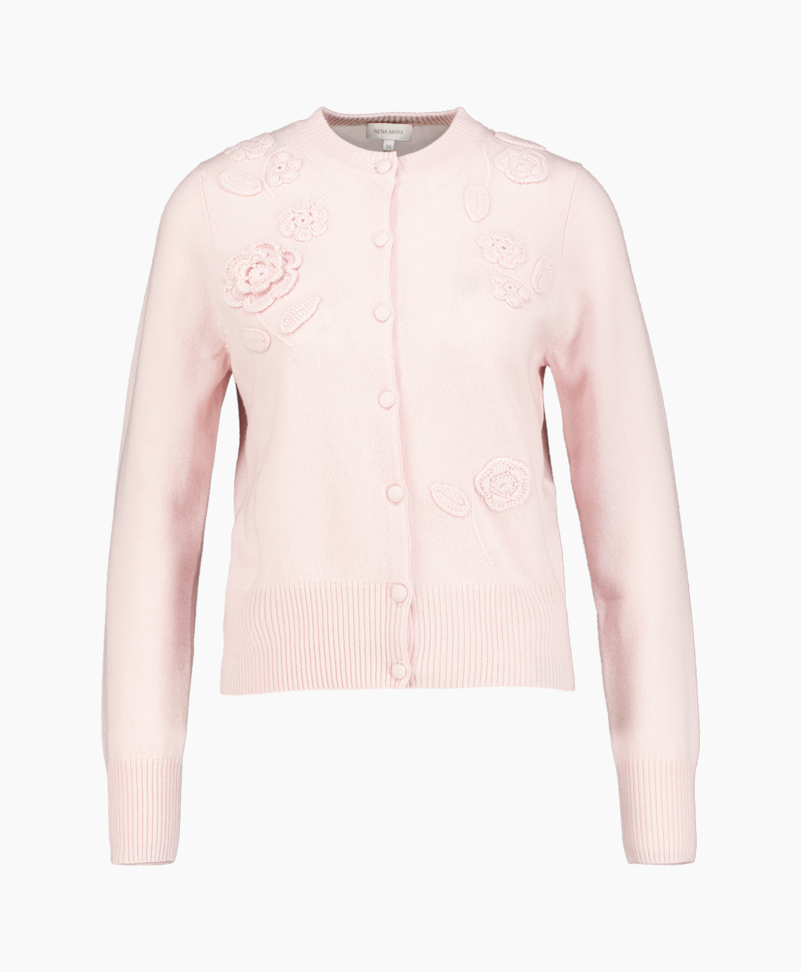 vest cardigan, breip, roze, bloemborduursel, knopen