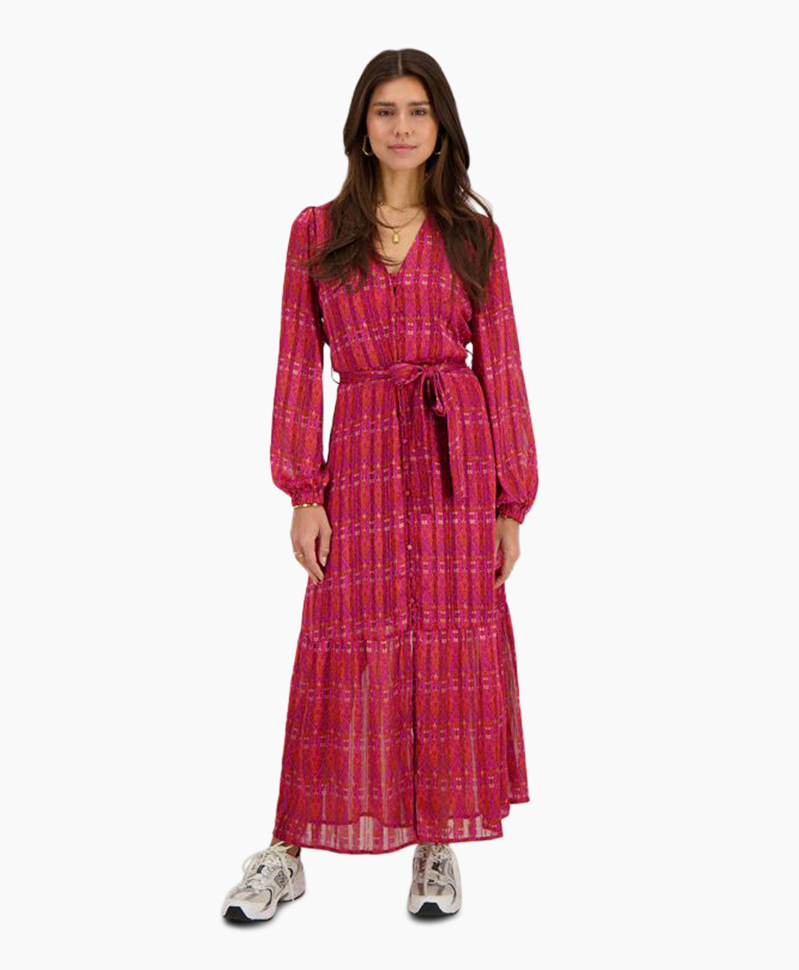 Maxi Jurk In Aztec Print Rood