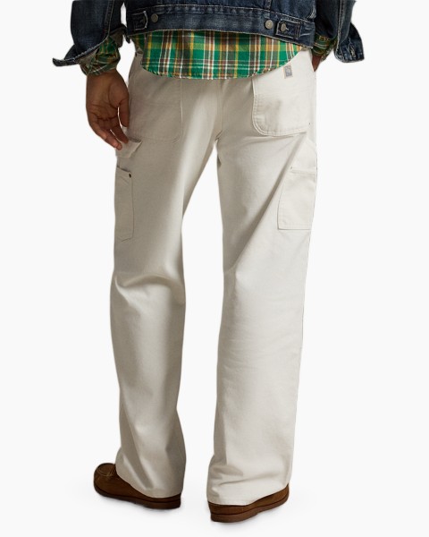 Broek, Gebroken wit, Wijde pijpen, Recht model, Kniepanelen
