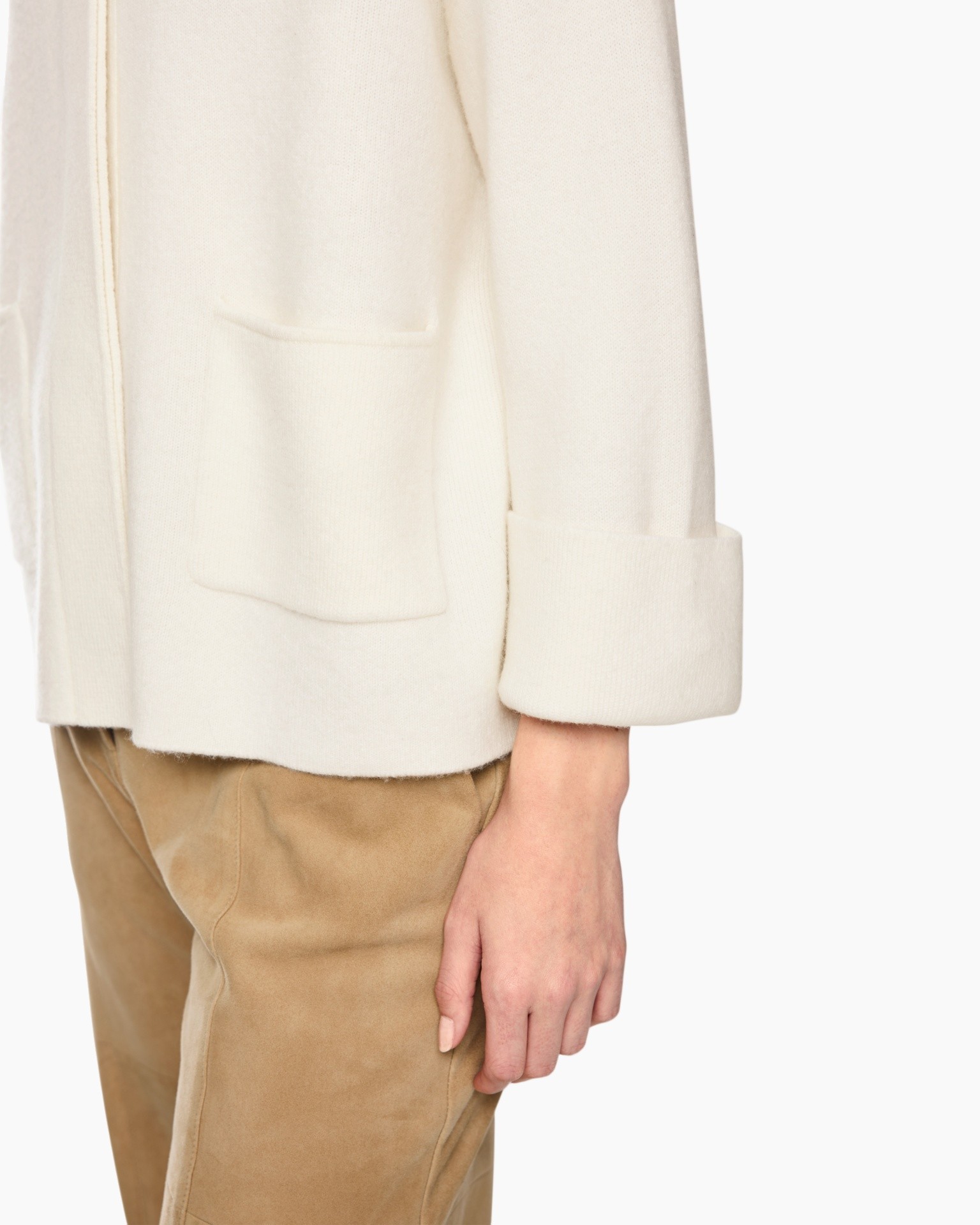 blazer, crème, lange mouw, zakken patch, omgeslagen boord