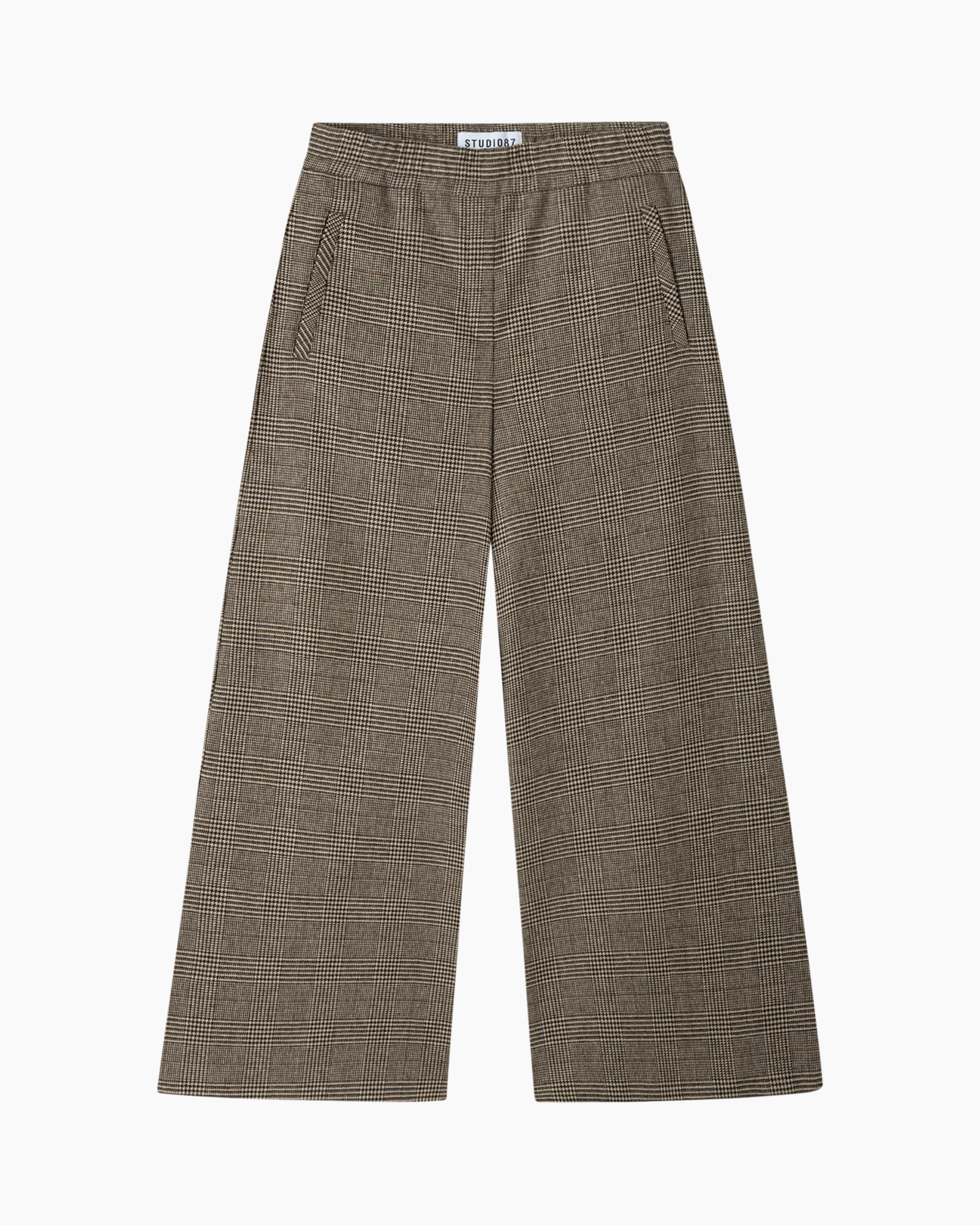 ruitpatroon, geblokt, twill, broek, wijd uitloop