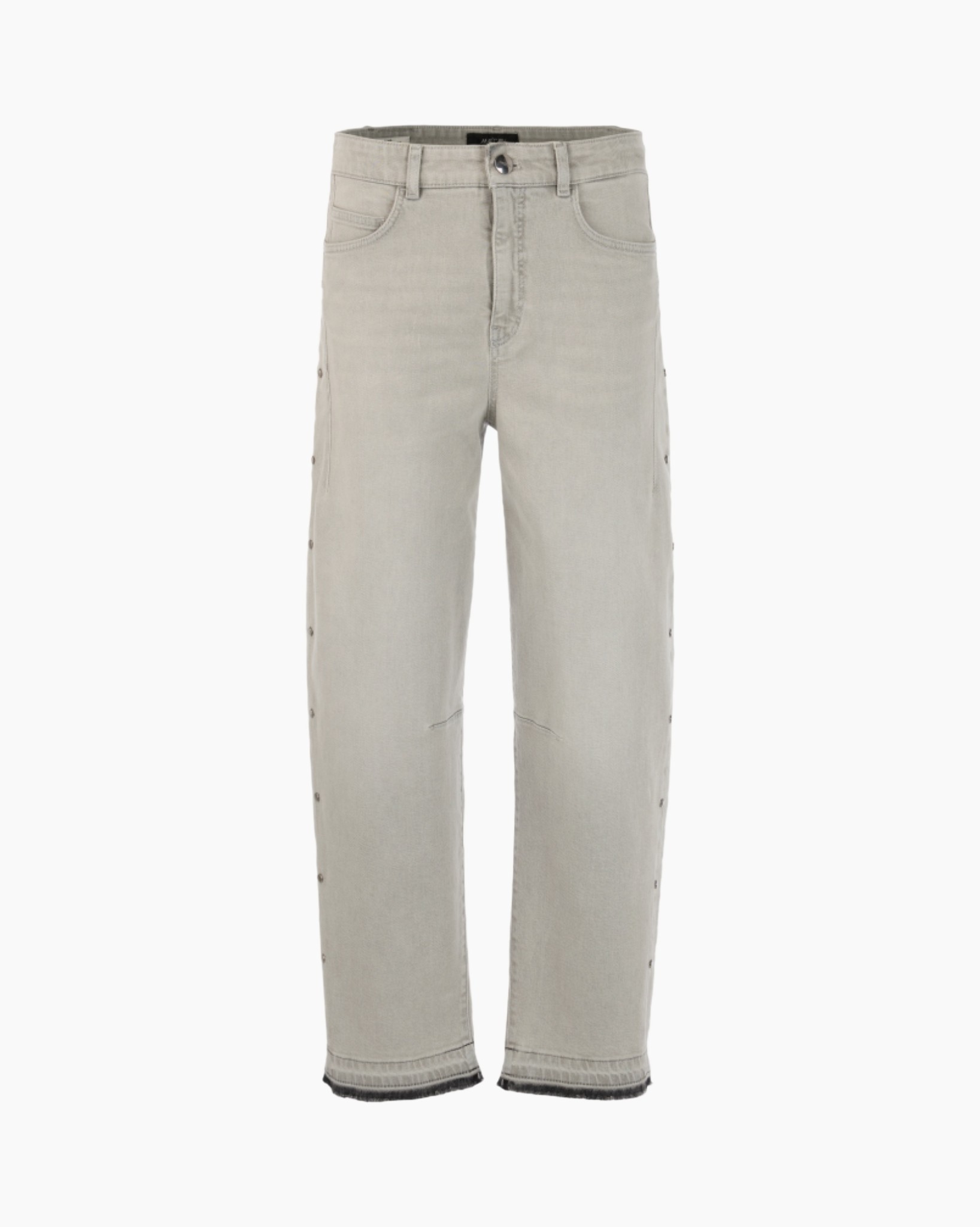 jeans, broek, lichtgrijs, rechte pijp, knoppenriem