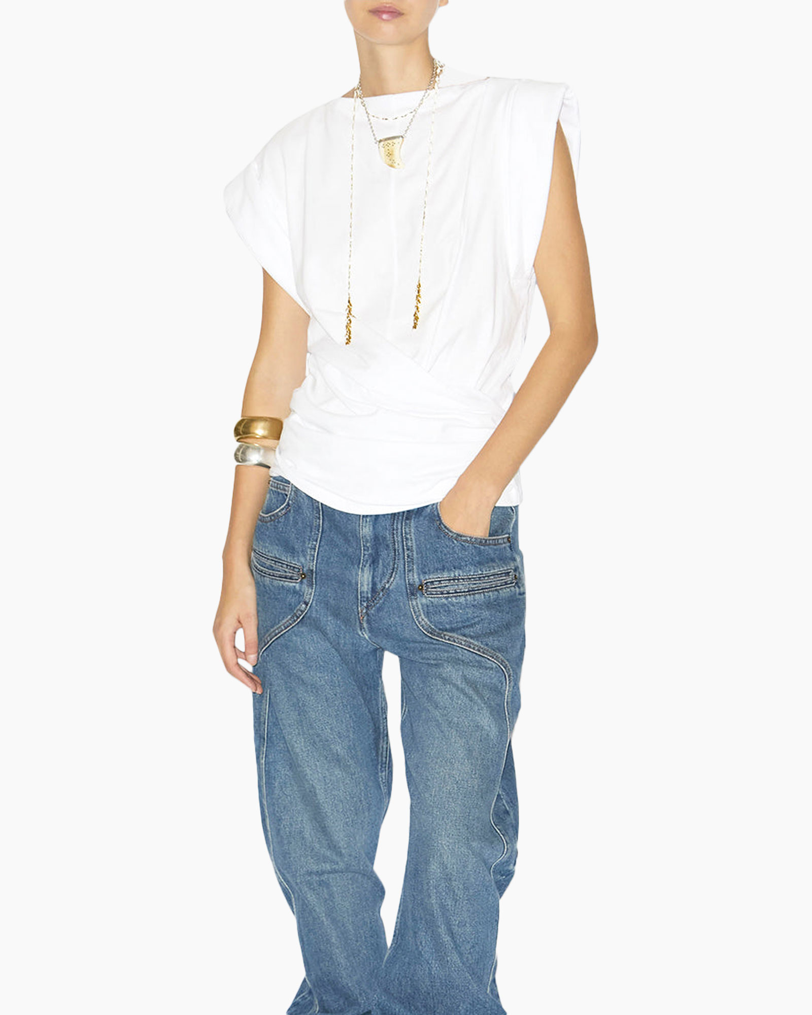 Blouse, Pants, Jeans, Accessories, Person