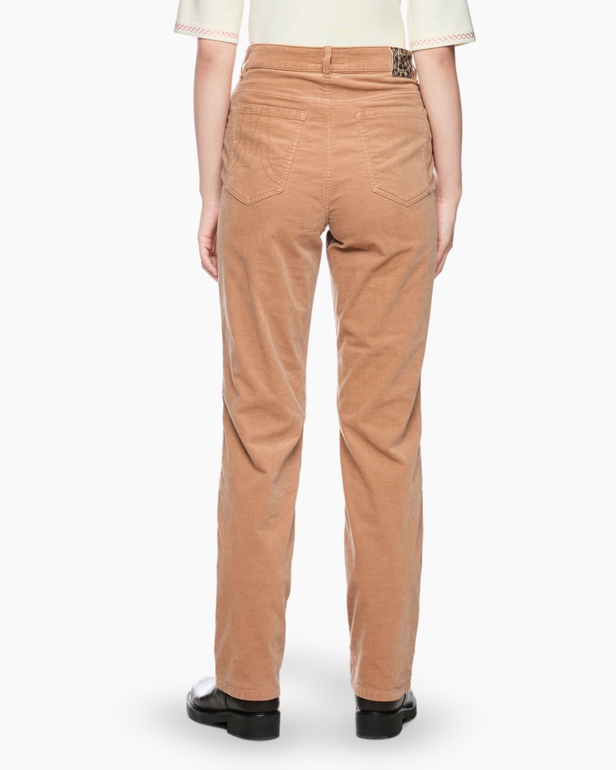 broek, corduroy, tan, recht, volledig-lang