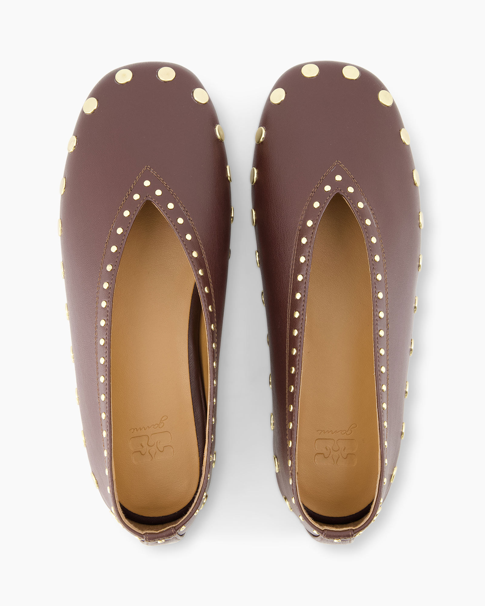 mocassins, slofjes, bruin, studs, leer