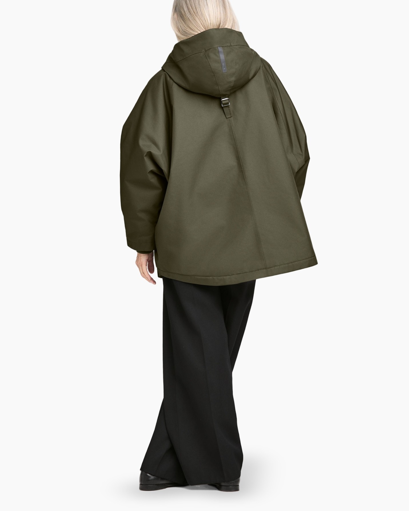 parka, jas met capuchon, olijfgroen, achterkant, ruime pasvorm