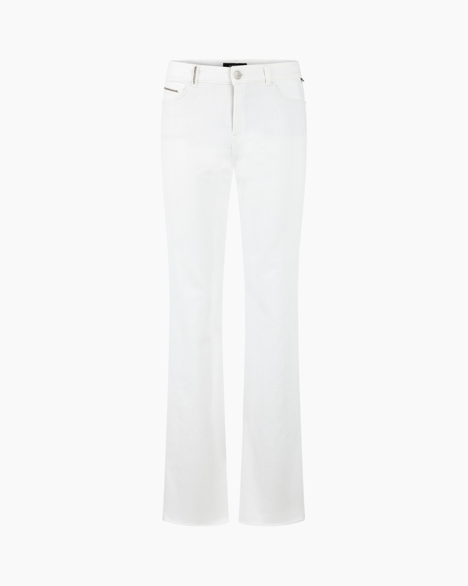 wit, broek, denim, broek, flare