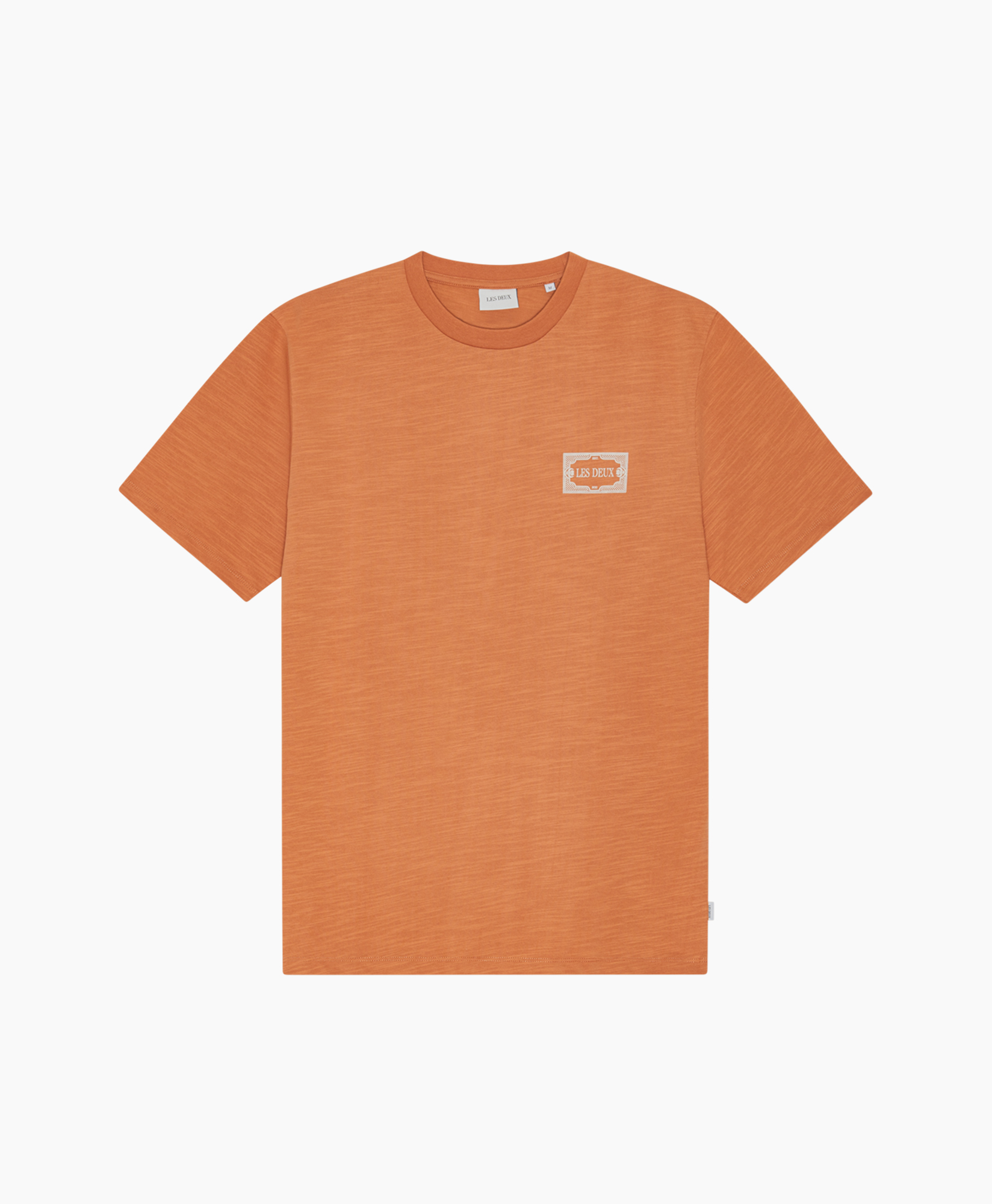 t-shirt, oranje, korte mouwen, effen, logo patch