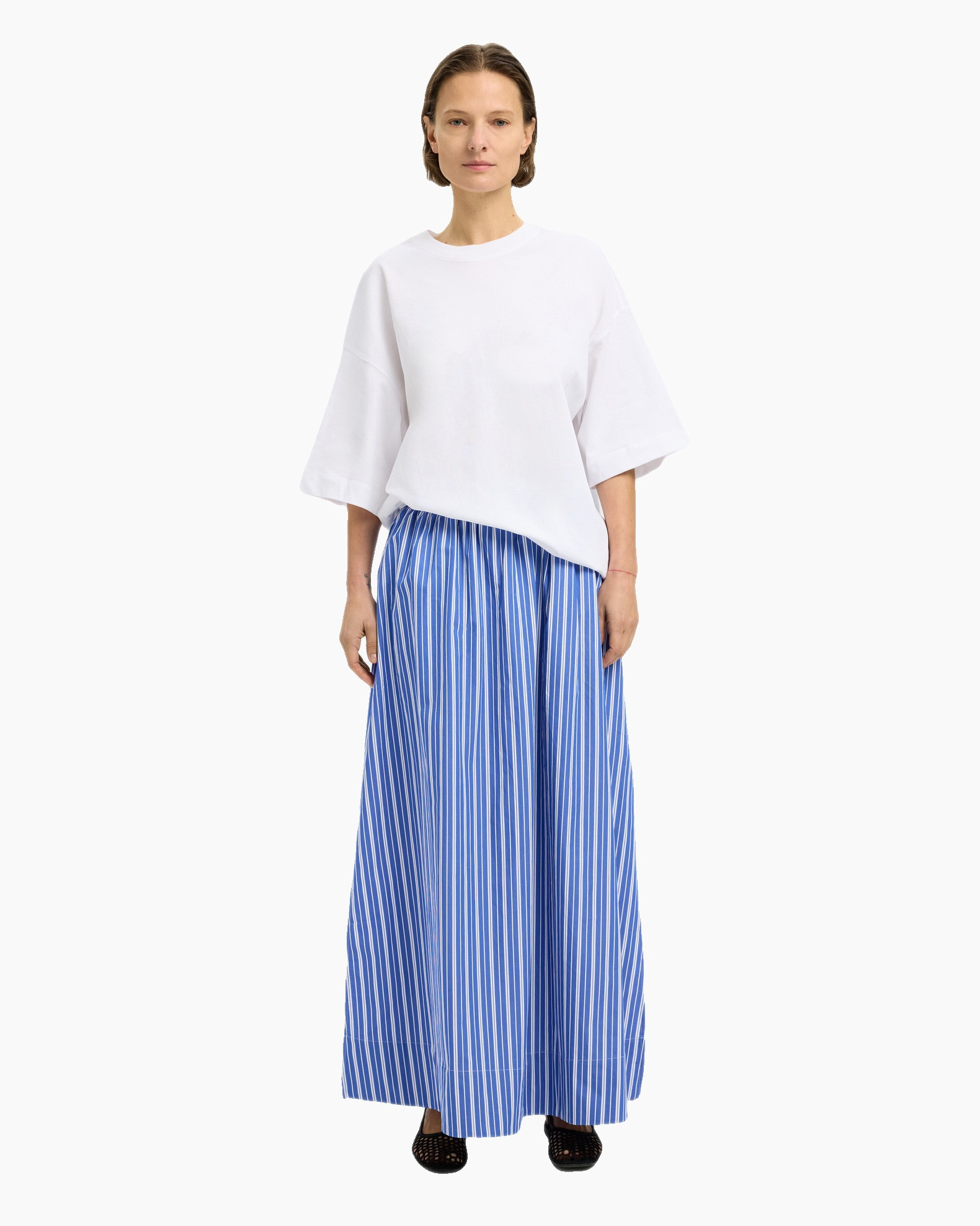 Rok Fia Hw Striped Ankle Slit Skirt Blauw