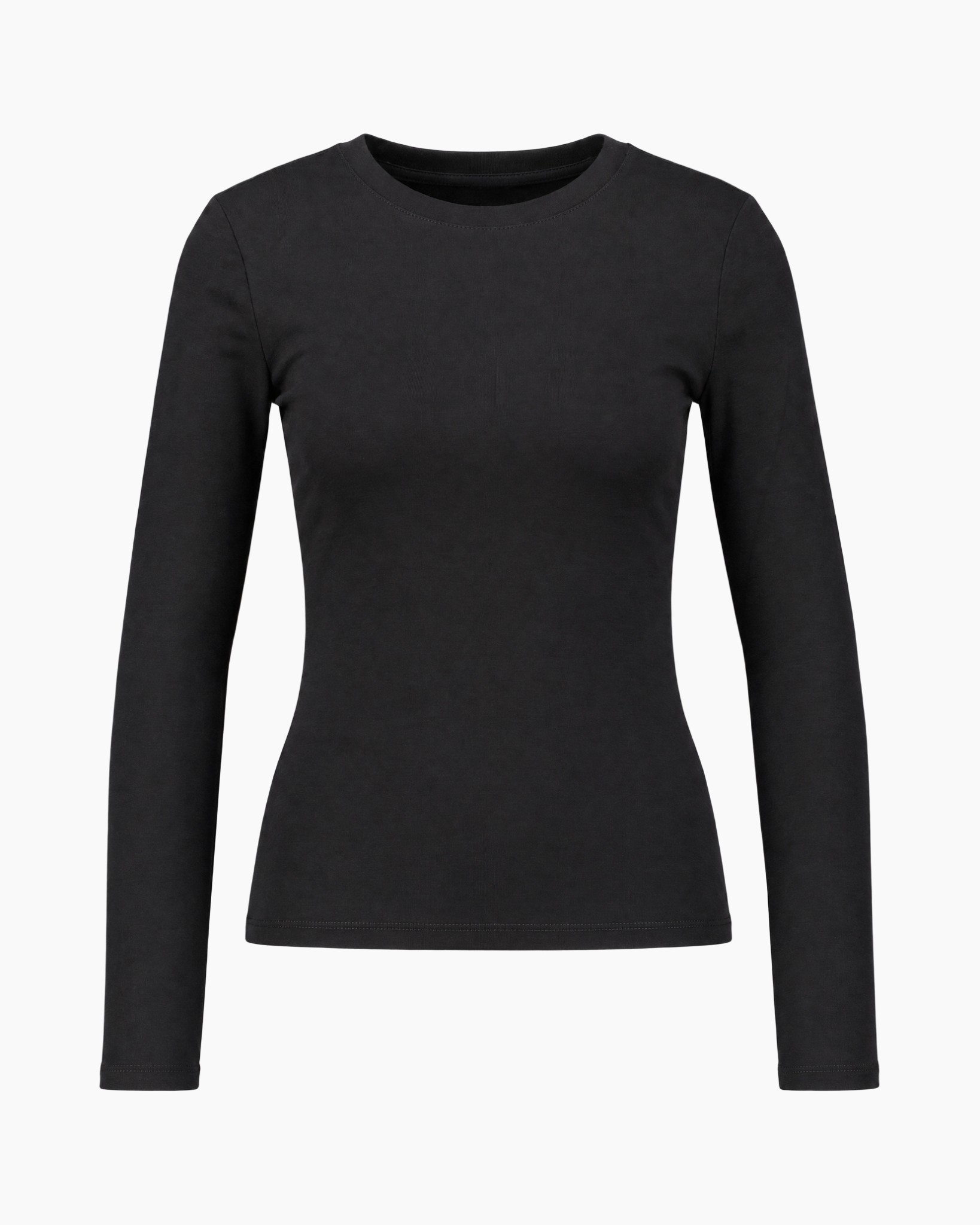 lange mouwen, zwart, rond hals,  shirt, basis