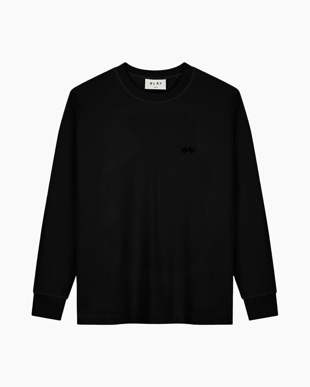 sweatshirt, black, long-sleeve, crewneck, minimal logo