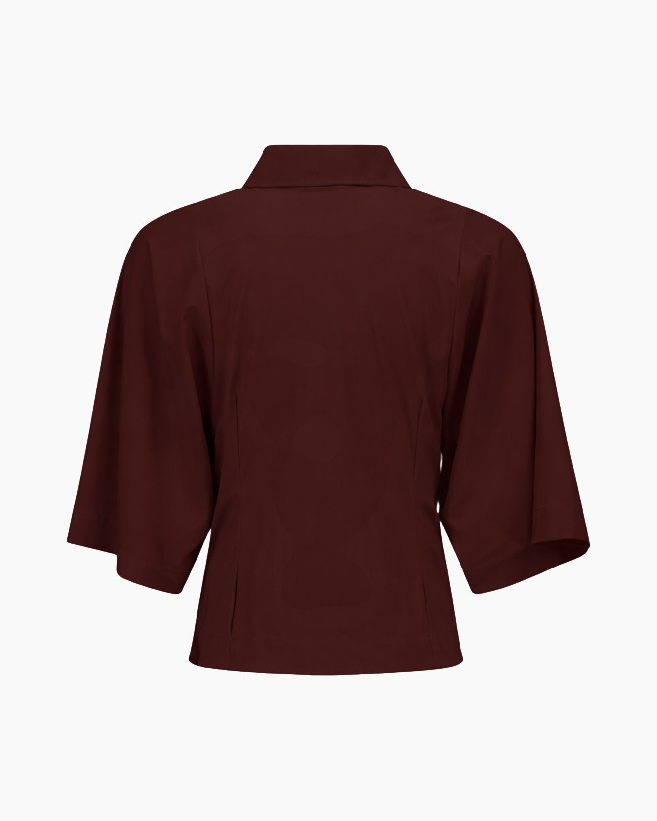 jas, korte mouw, burgundy, kraag, achterkant