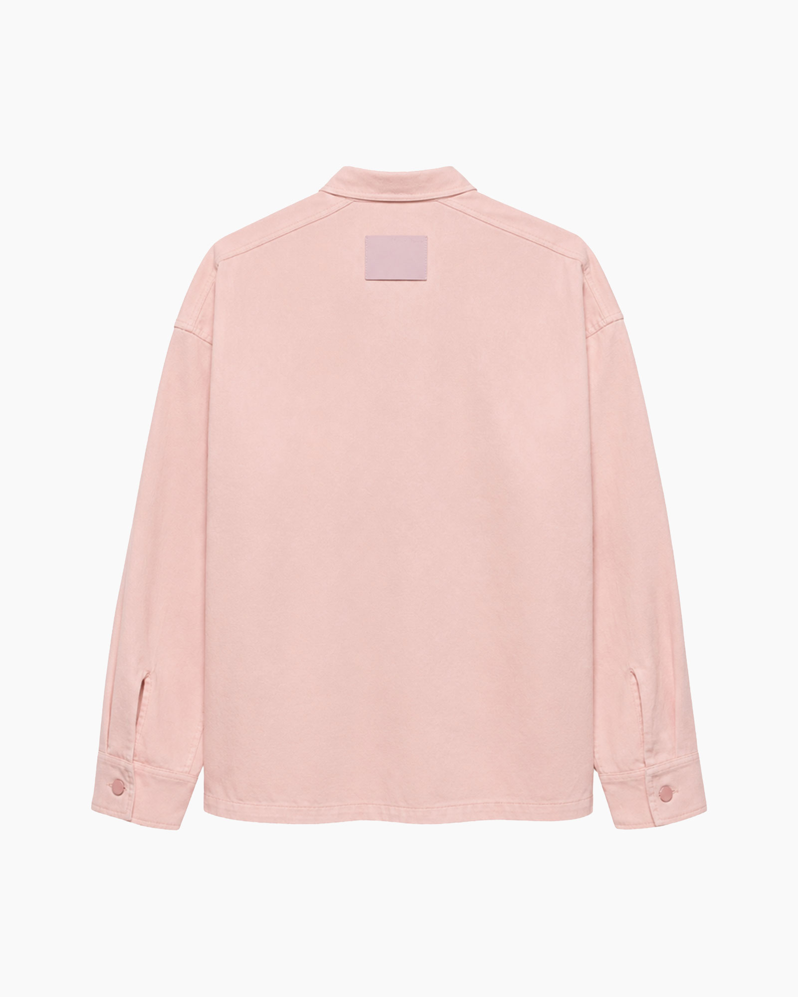 shirt, roze, langarm, kraag, rug patch