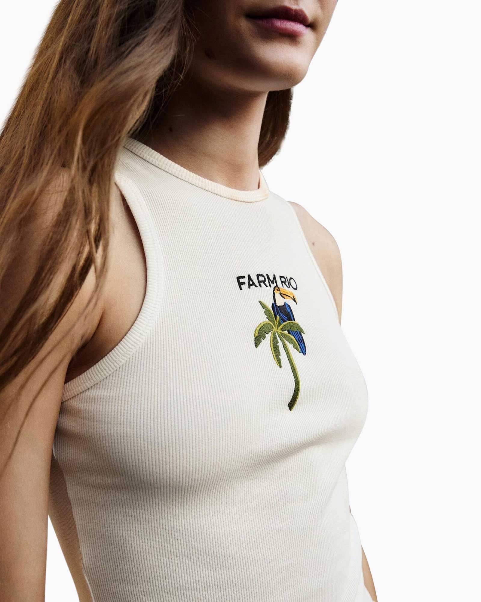 tanktop, wit, borduursel, palmboom, grafisch