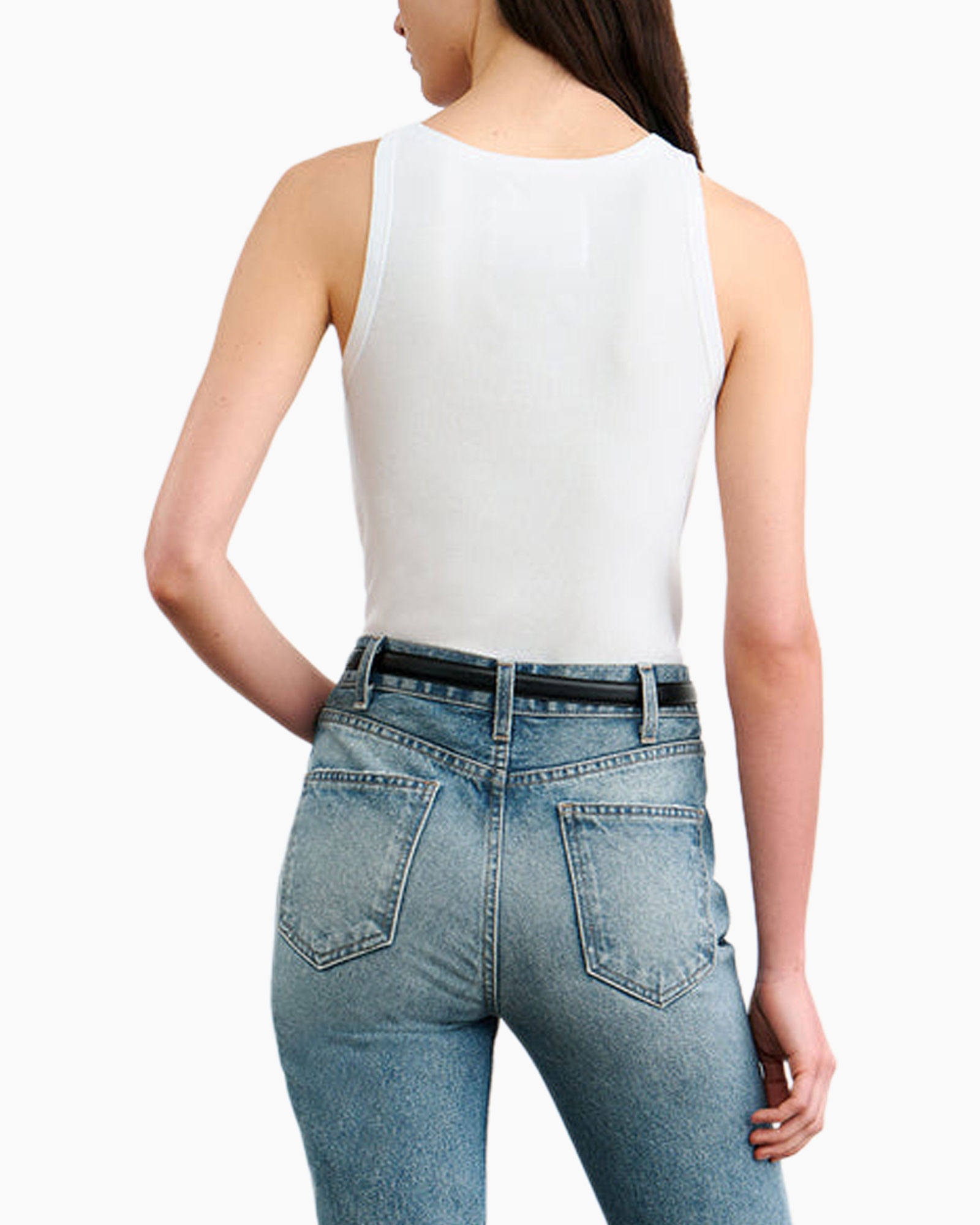 tank top, white top, sleeveless, ribbed knit, basics