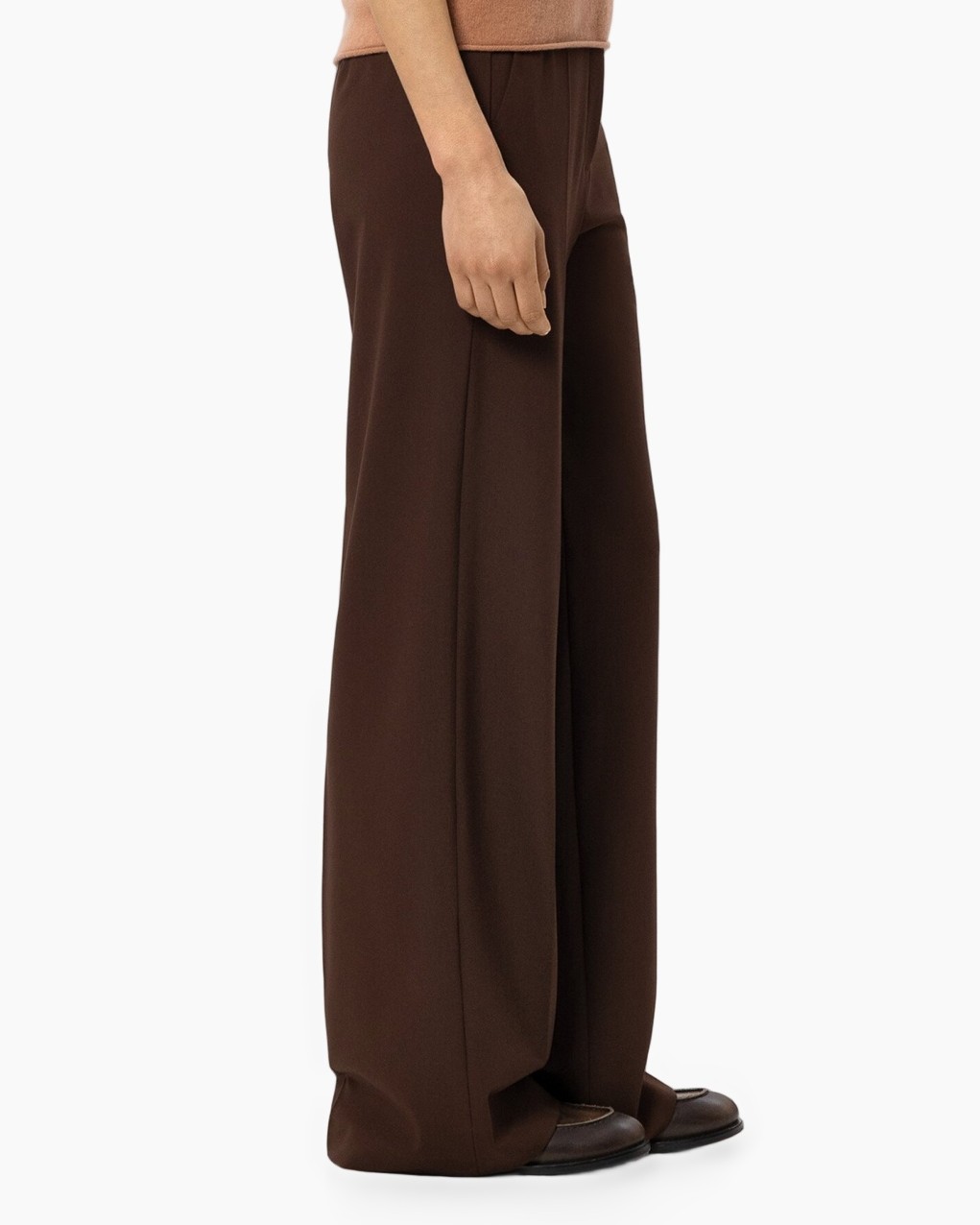 broek, wijddebroek, bruin, pantalon, volledige lengte