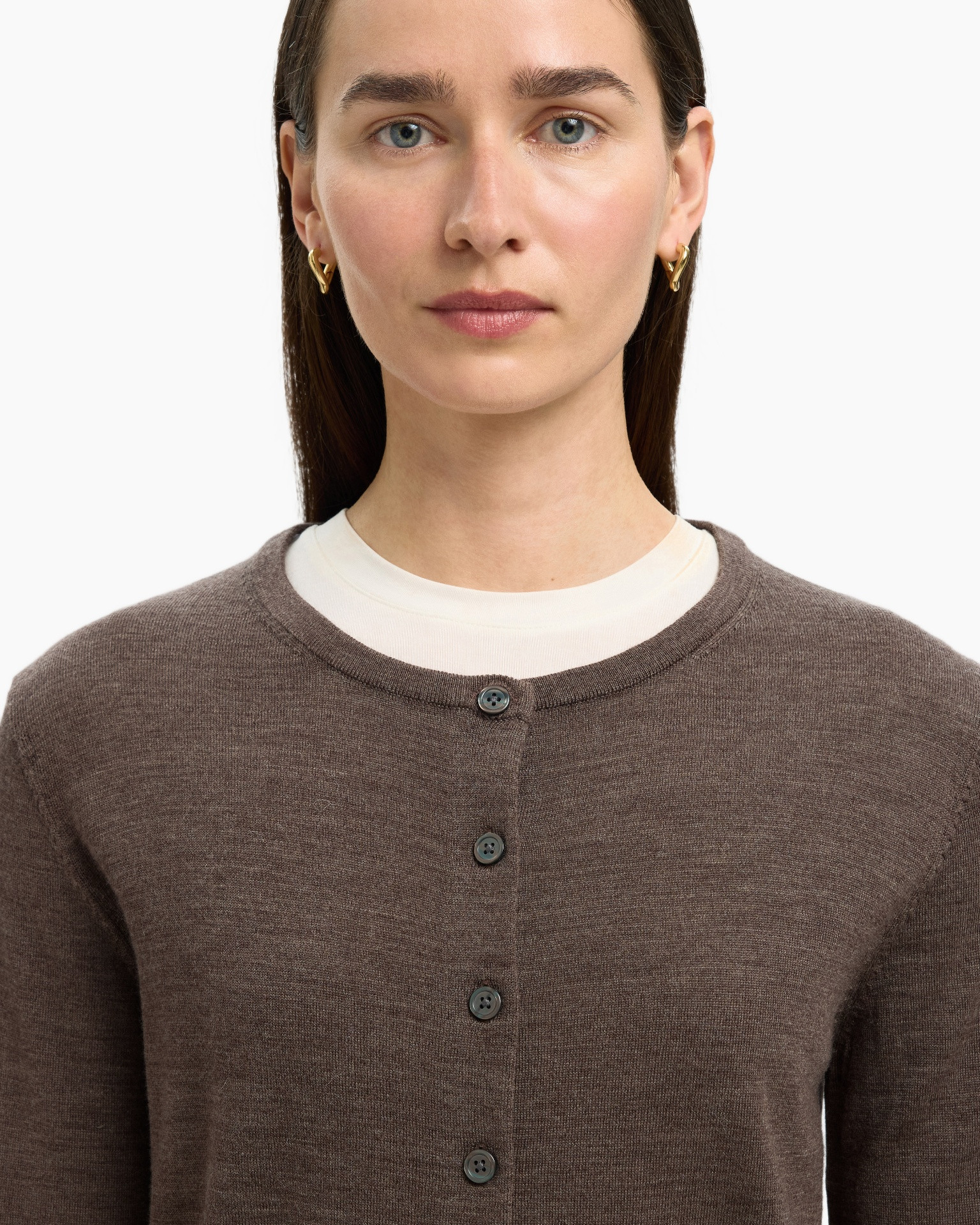 Vest Thea Ls Knit Merino Cardigan Noo Mauve