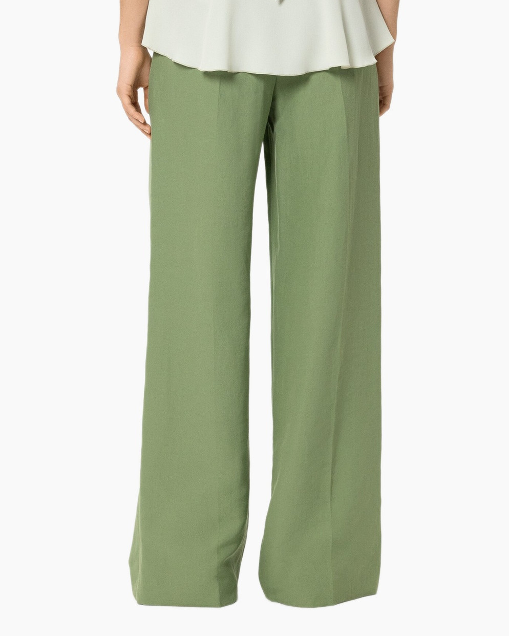 wijd-leg, broeken, groen, broek, vloeibaar