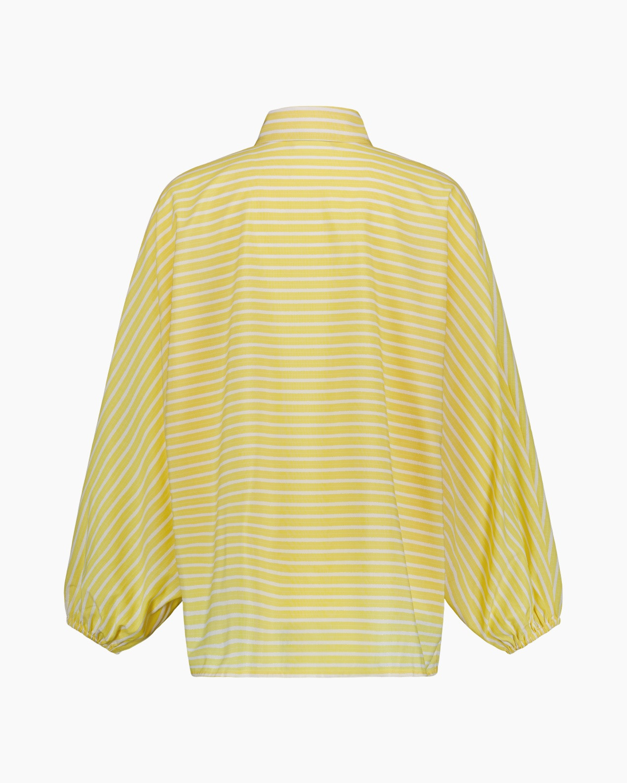 gestreept, geel, lange mouwen, kraag, blouse