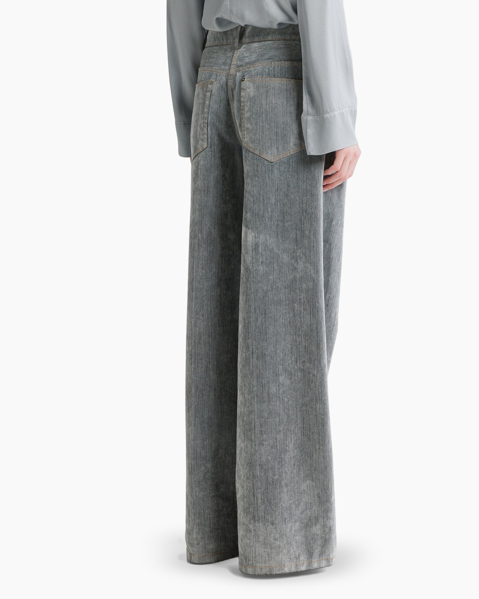 wijd uitlopend, spijkerbroek, grijs, denim, broek