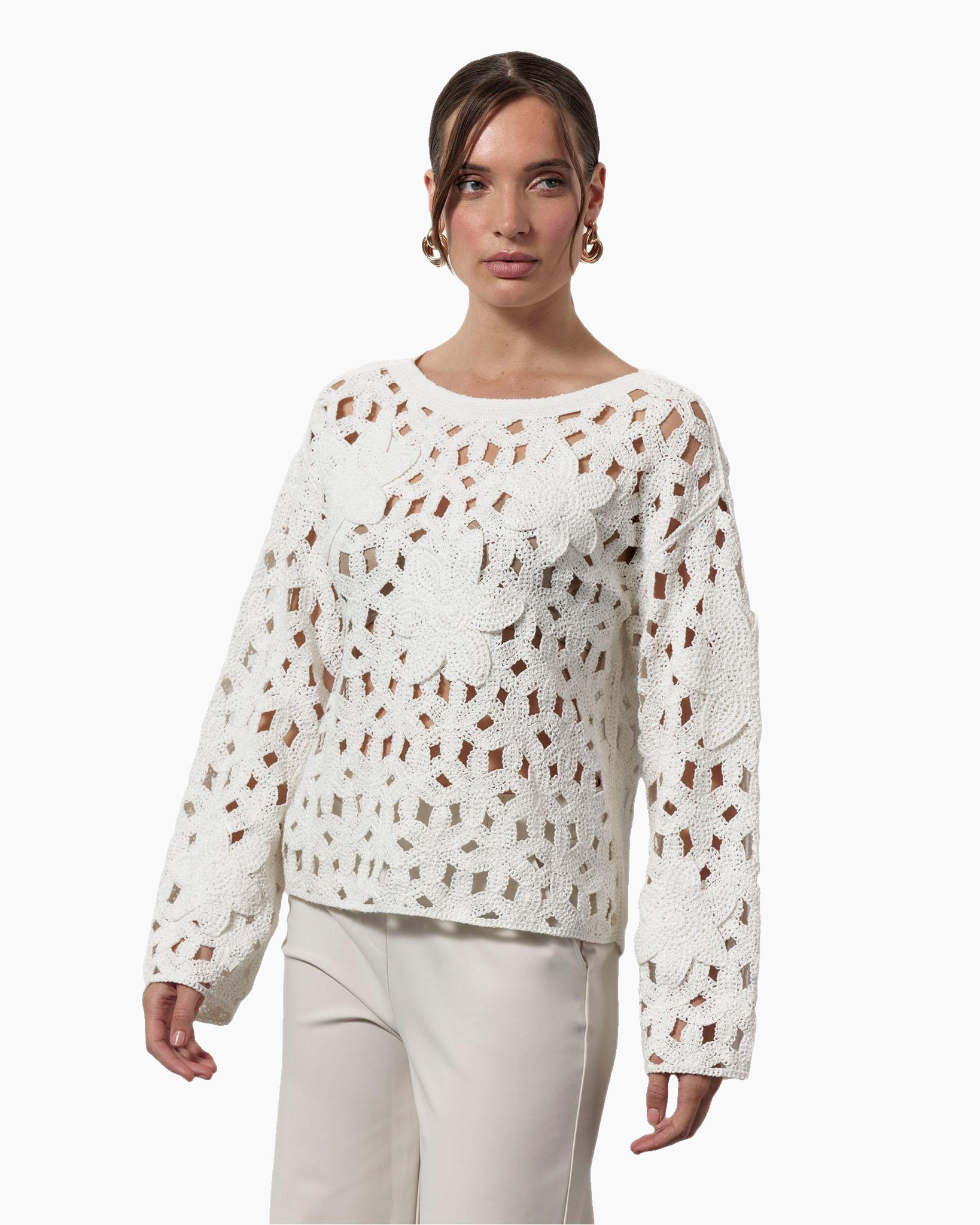 Pullover Amarey Flower Pullover Ecru
