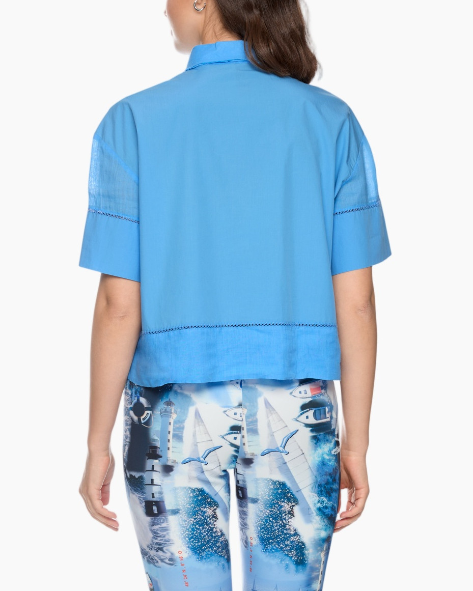 top, mouwloos?, collar, blauw, lanb?