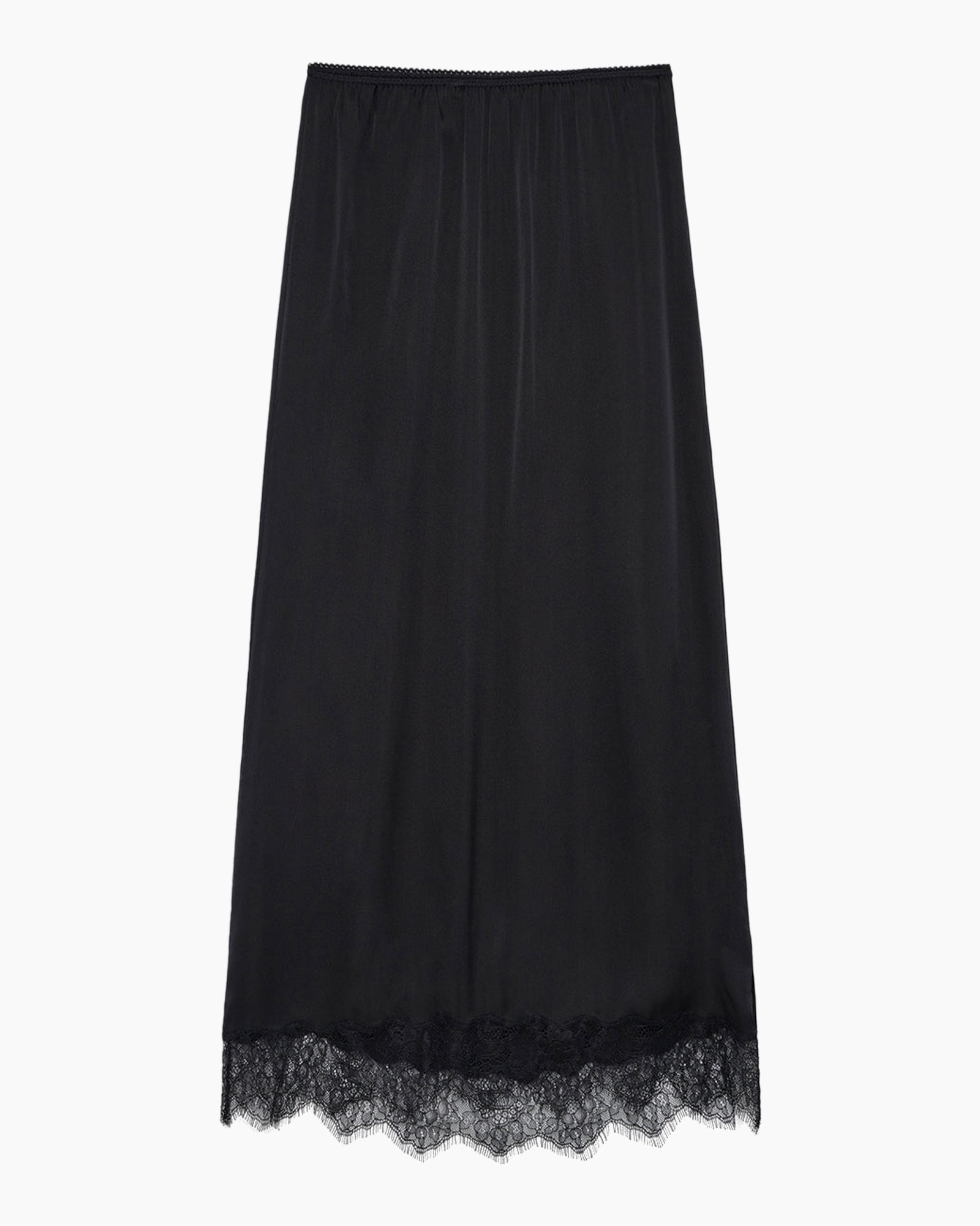 rok, zwart, kanten met kant, midi lengte, elastische tailleband