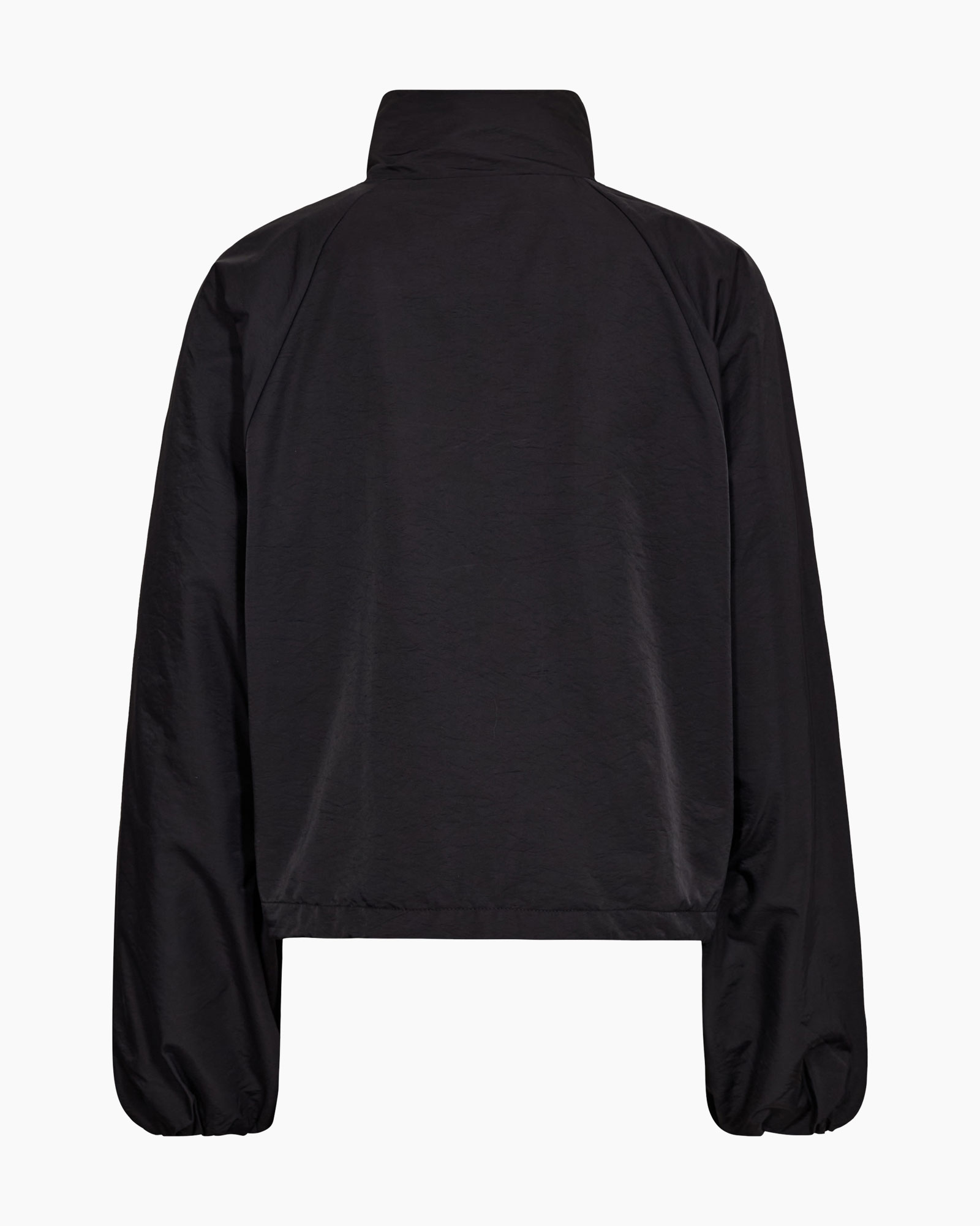 jacket, windbreaker, black, hooded?, drawstring