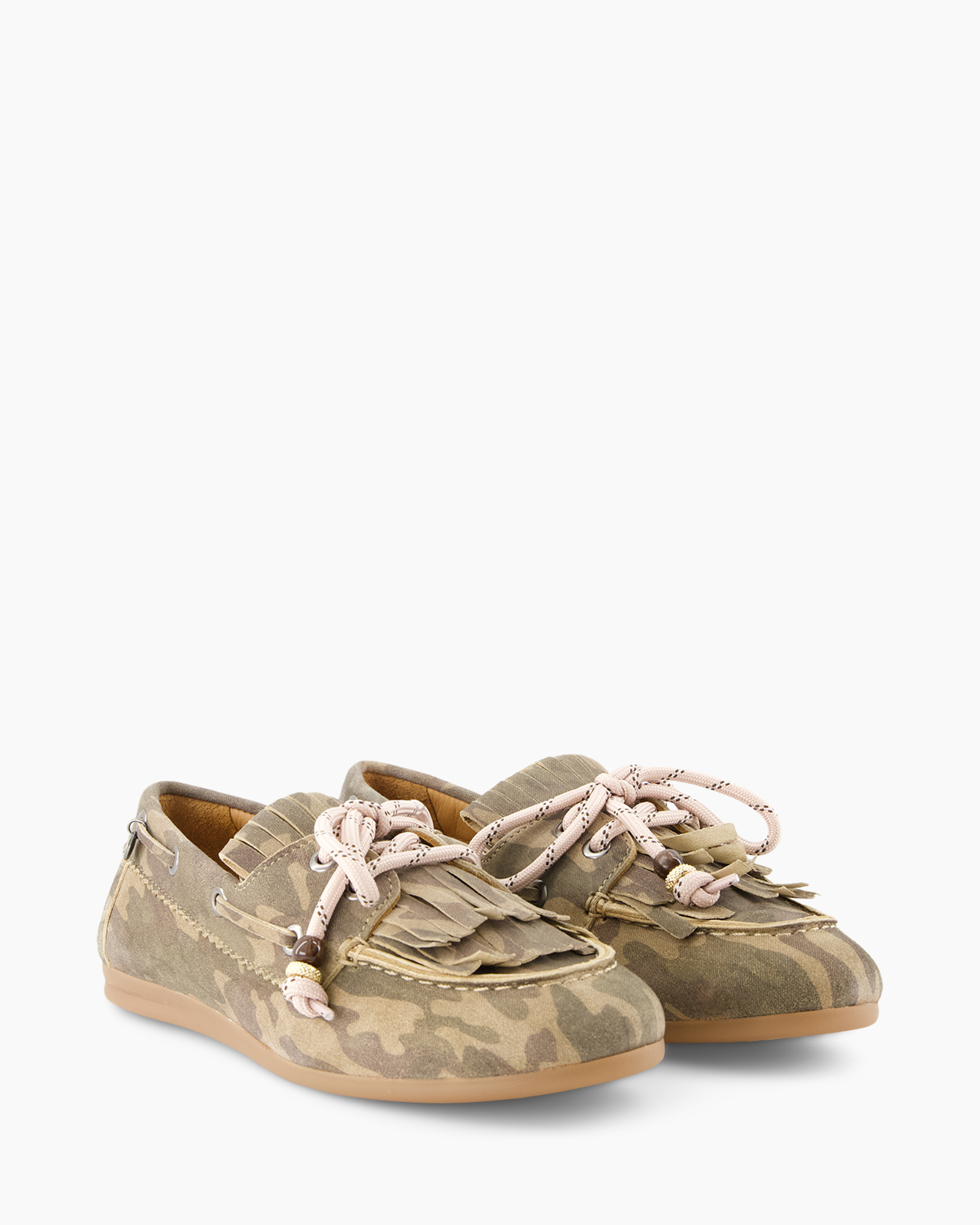 sloepenschoen, camouflage, veters, suede, schoen