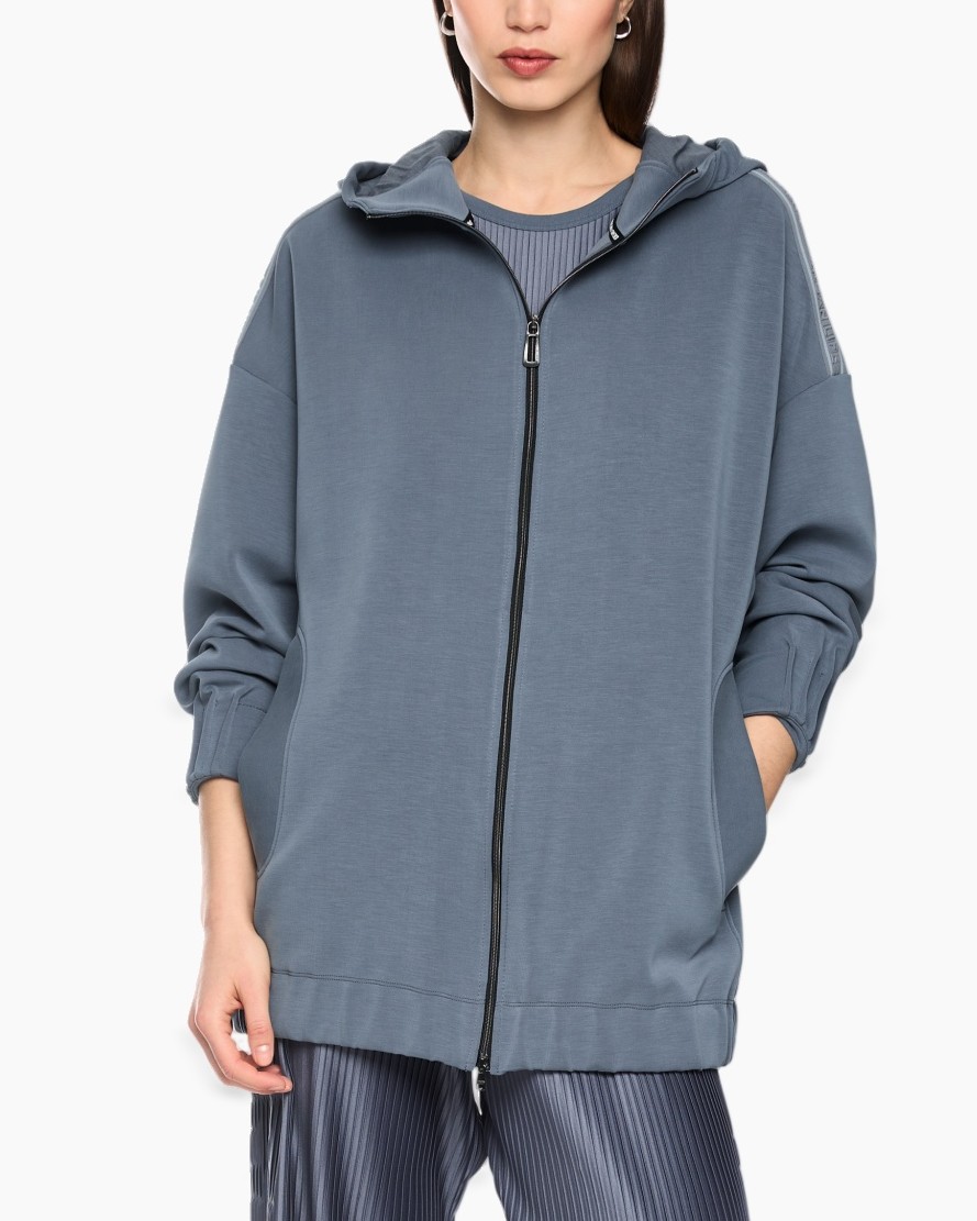 hoodie, rits, blauw, overSized, zak