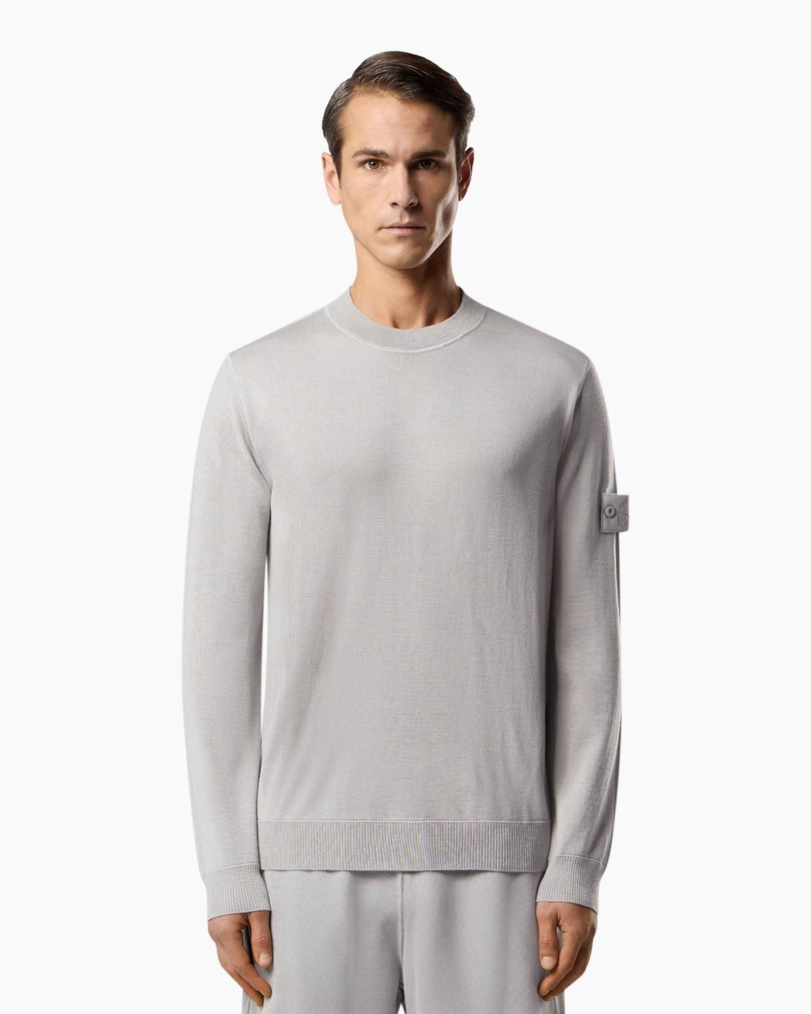 trui, yakalı yaka, uzun kol, lüks dokunuş, açık gri