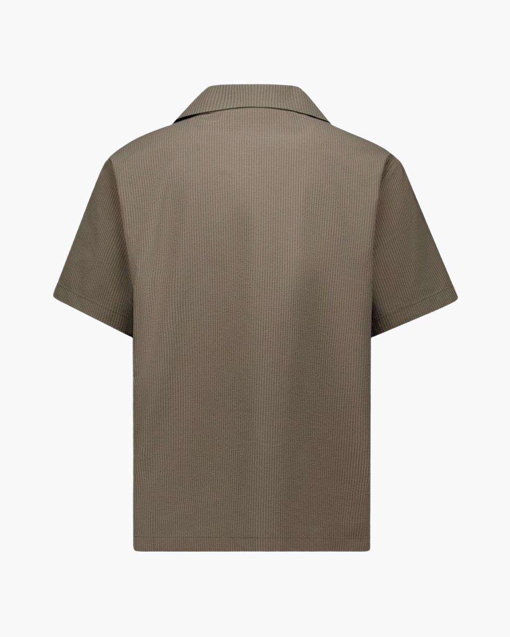 short-sleeve, button-down, pocket, waffle-knit, beige