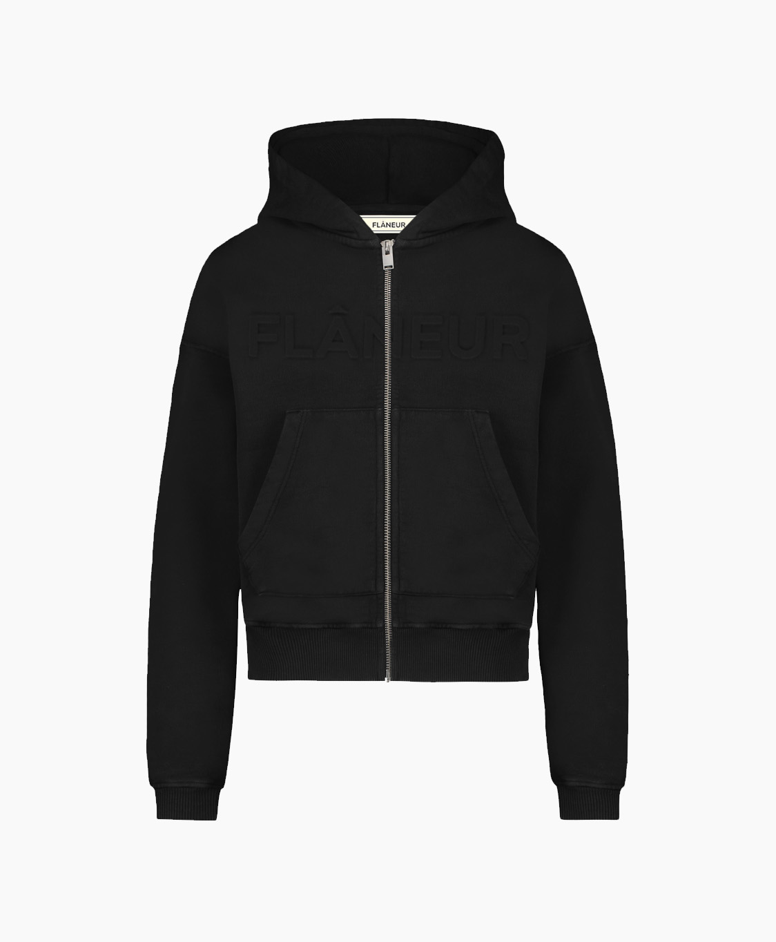 Flaneur Homme Vest Embossed Hoodie Zip Up Zwart