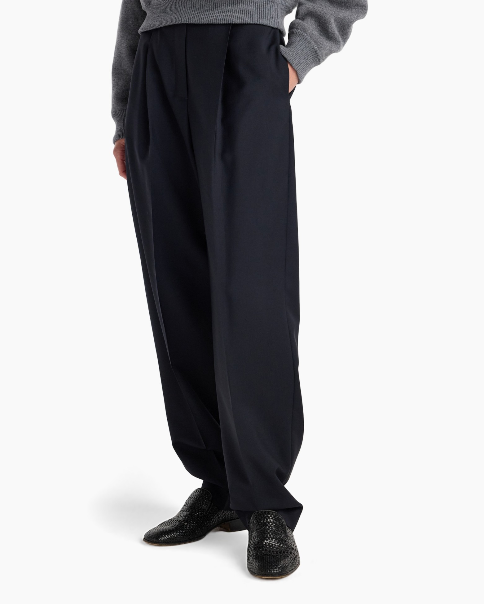 broeken, broek, wijd uitlopend, zwart, schoolportret