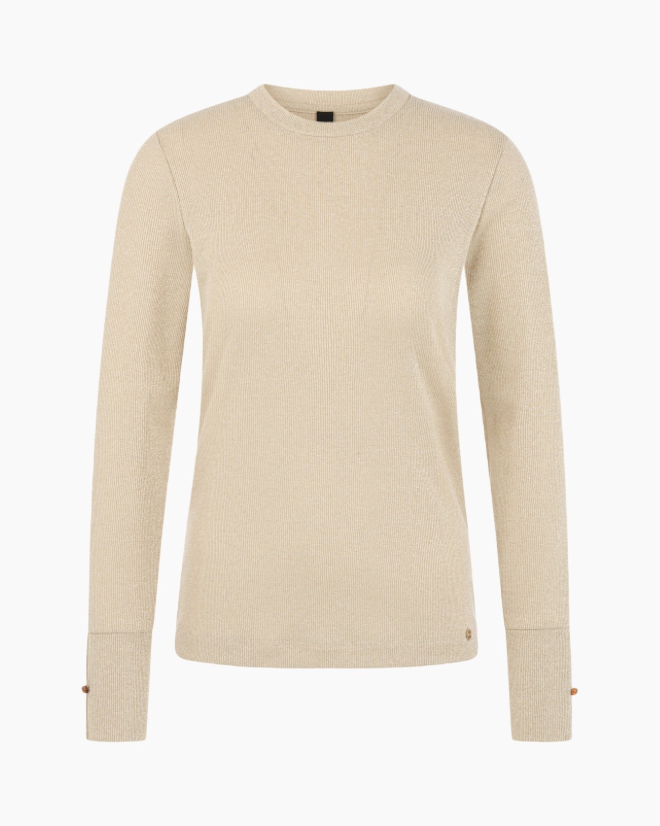 beige, gebreide, trui, lange mouwen, rond hals