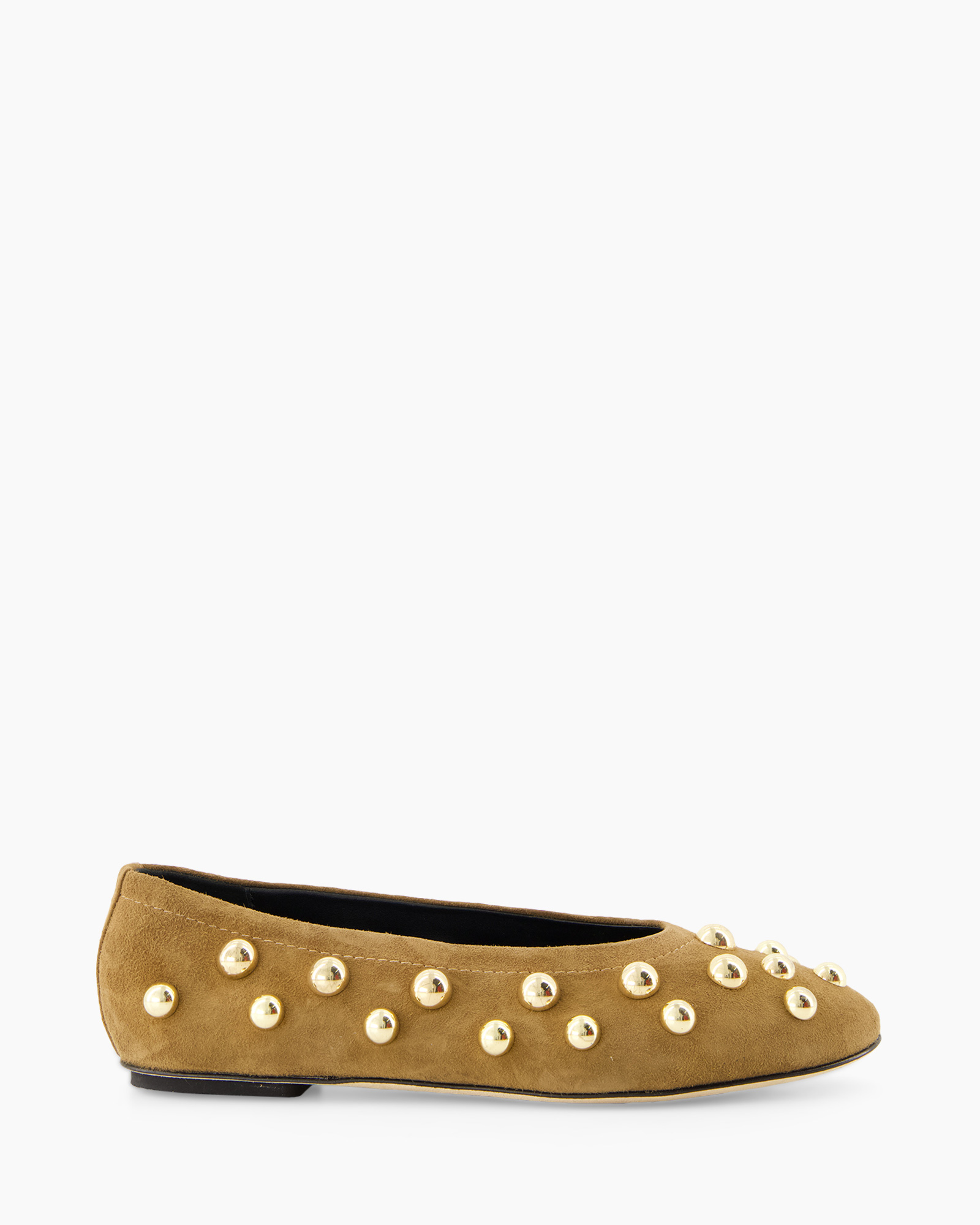 platte, slip-on, beige, studded, suede