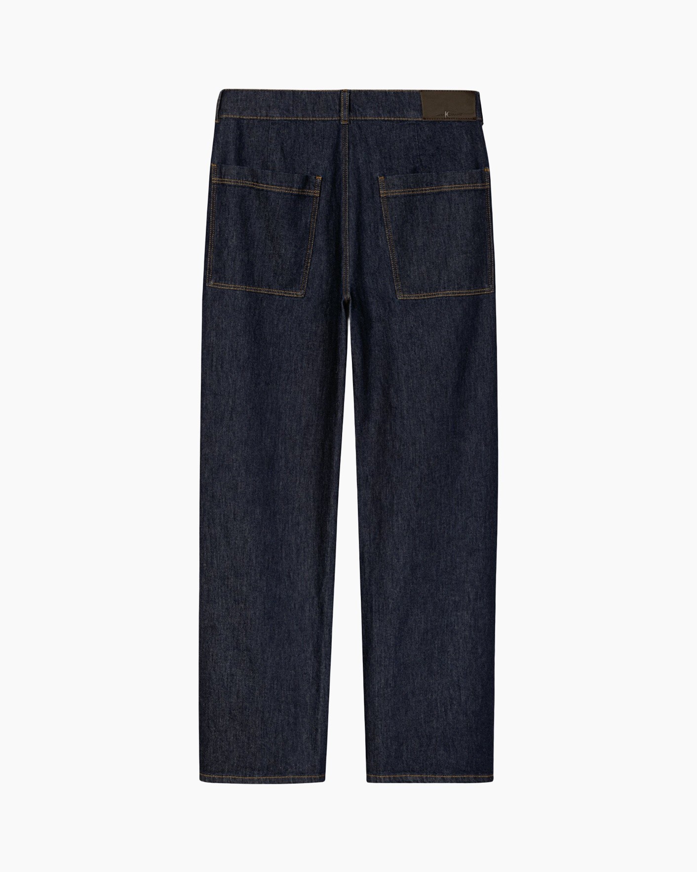 denim, jeans, zakken achter, rechte pijp, blauw