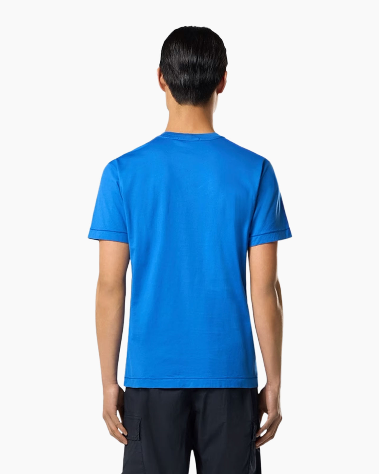 t-shirt, korte mouwen, blauw, logo patch, casual