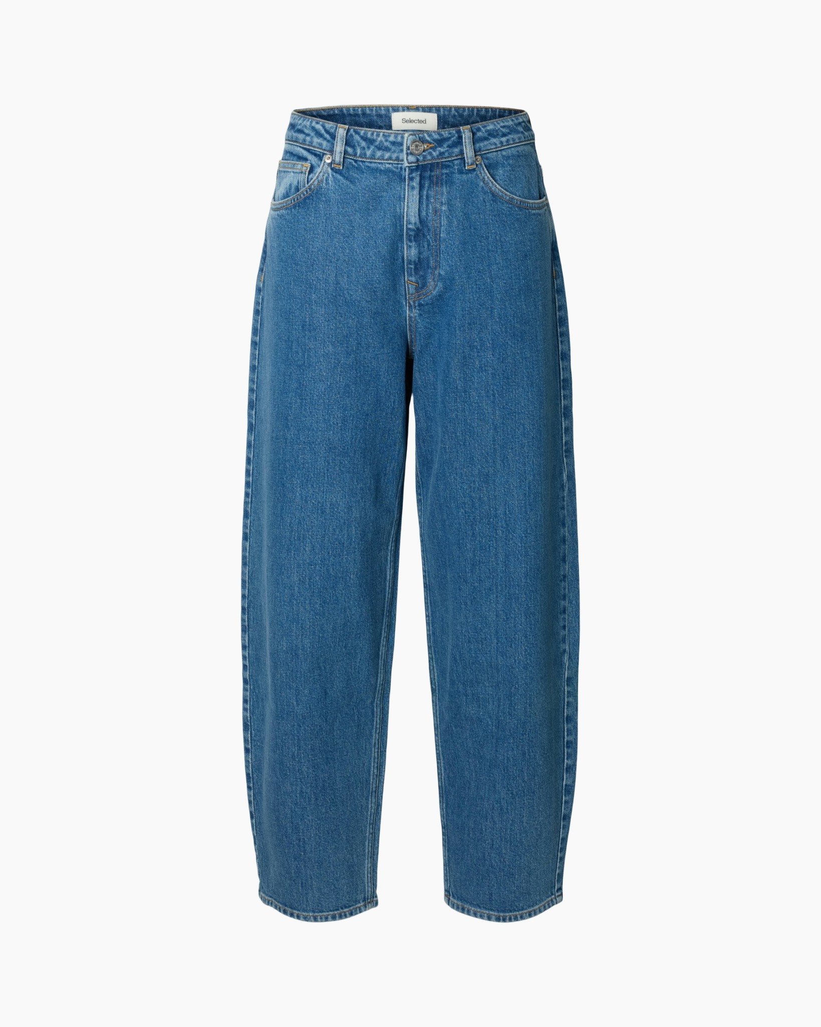 spijkerbroek, denim, wijdval, blauw, broek