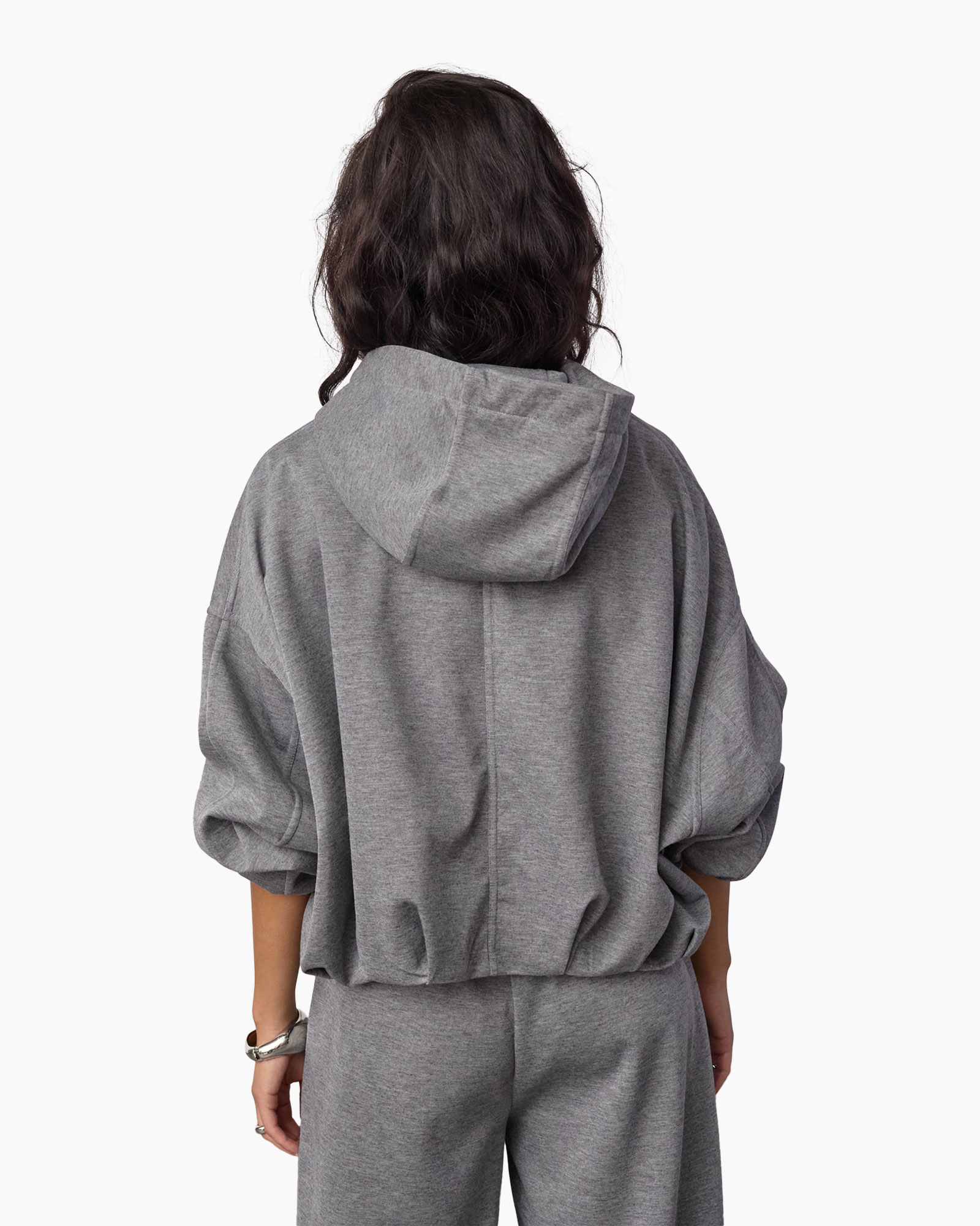 hoodie, hoodie met ritssluiting, grijs,  oversized, trekkoord