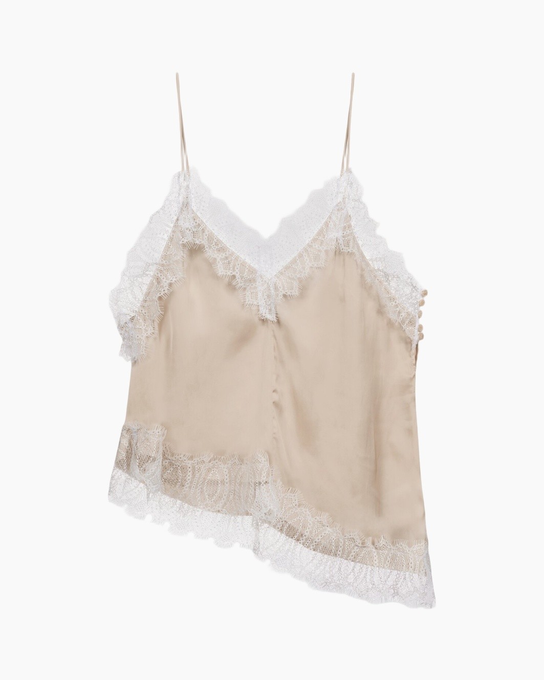 kanttrim, nachtjapon, beige, spaghettibandjes, slip jurk