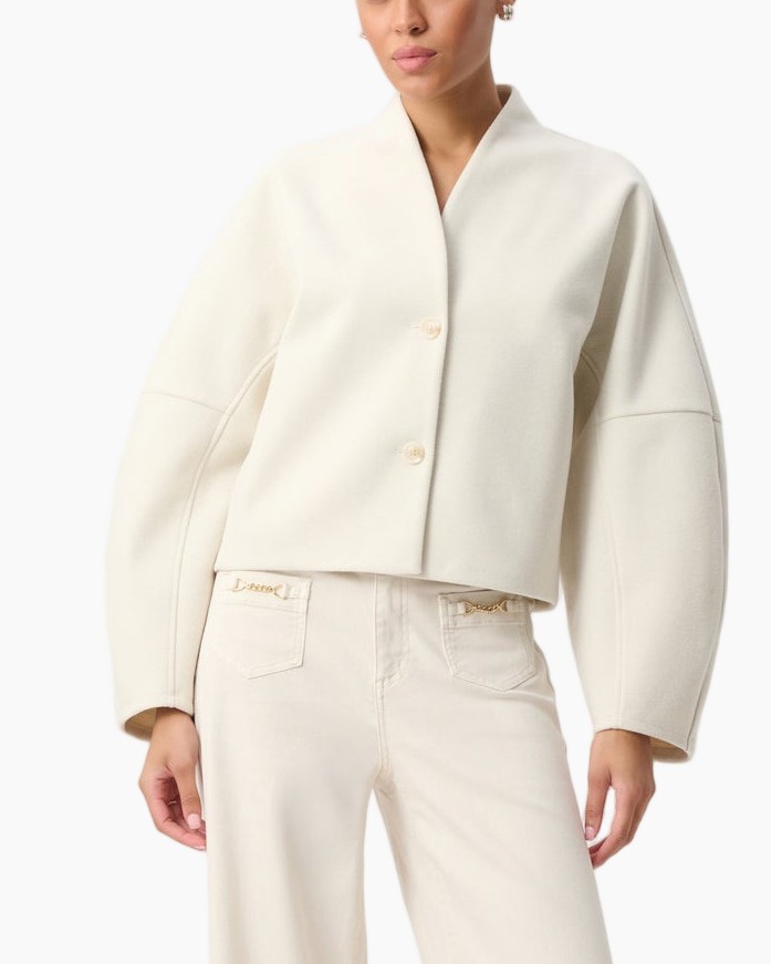 jas, kaap-sleeve, beige, korte-buitenkleding, knopen