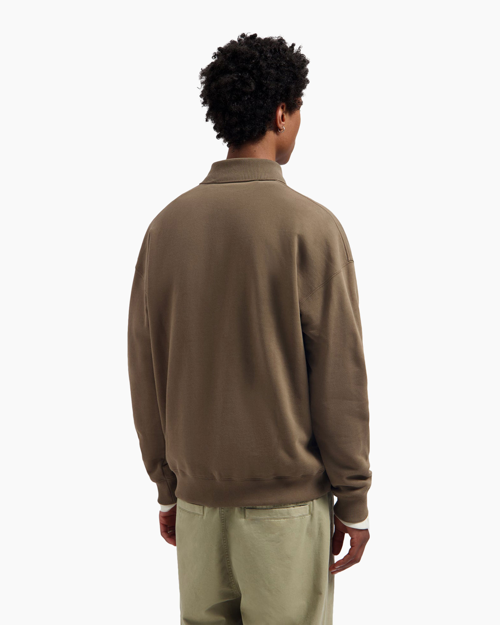 polo shirt, langer mouw, middelhoge gewicht, khaki bruin, logo niet zichtbaar