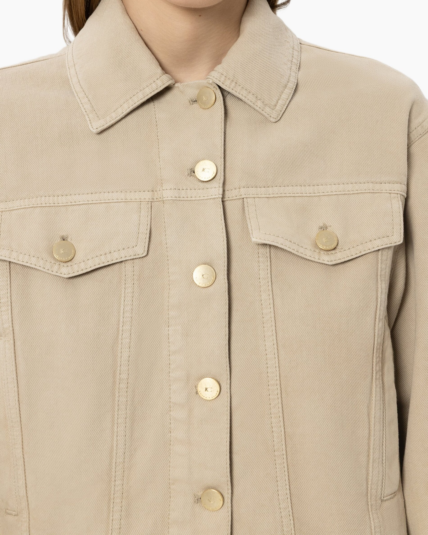 denim, jacket, beige, button-up, pocketed